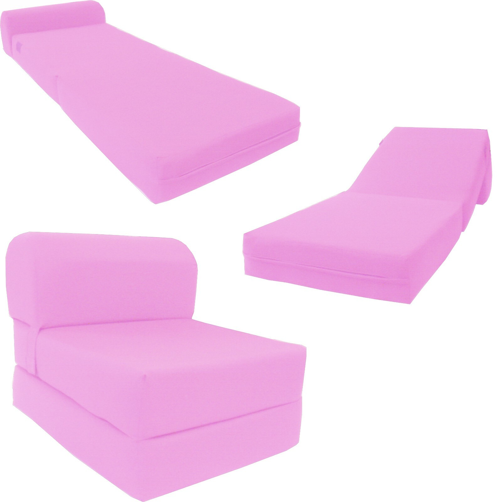 Portable Flip Sleeper Chair Folding Foam Beds, Sofa Couches 6x24x70 Pink