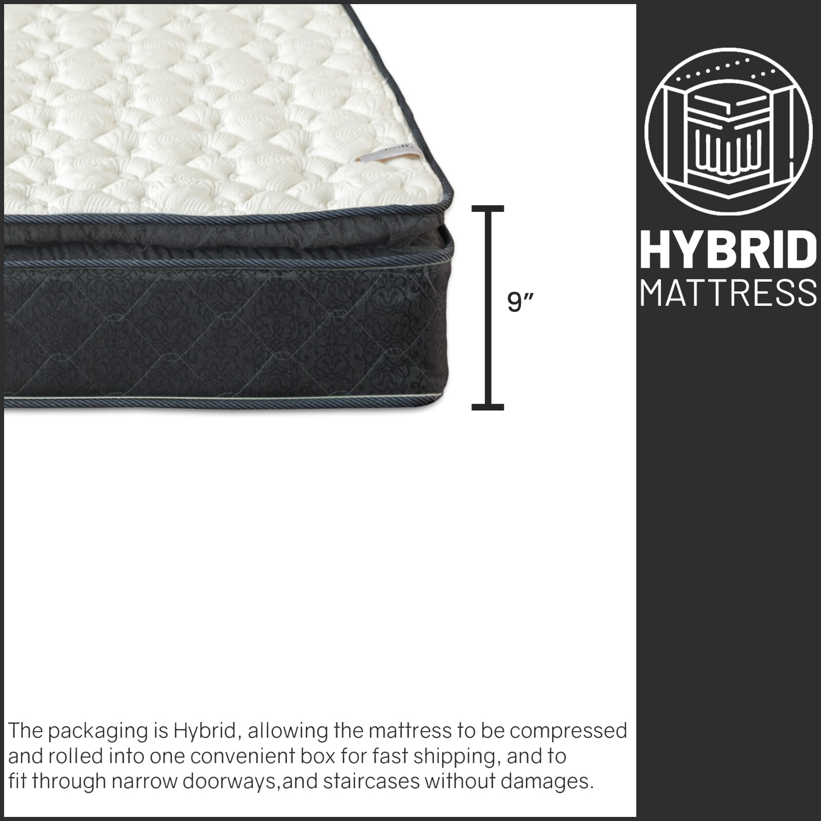 Continental Sleep, 9-Inch Medium Firm Memory Foam Pocket Coil Hybrid Mattress