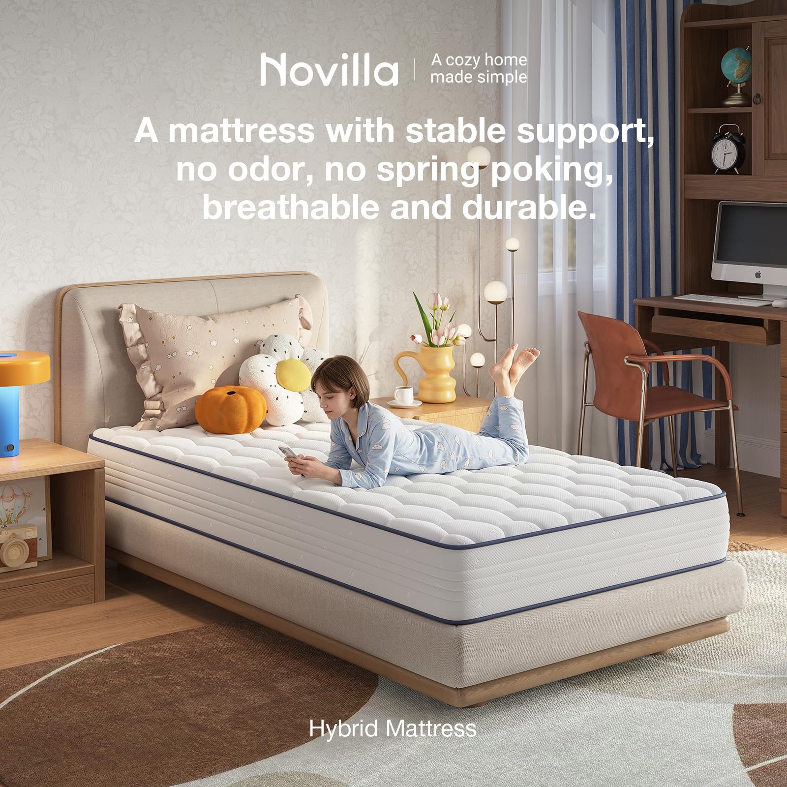 6 Inch Twin Mattress,Bonnell Spring Hybrid Mattresses for Spine Support & Coo…