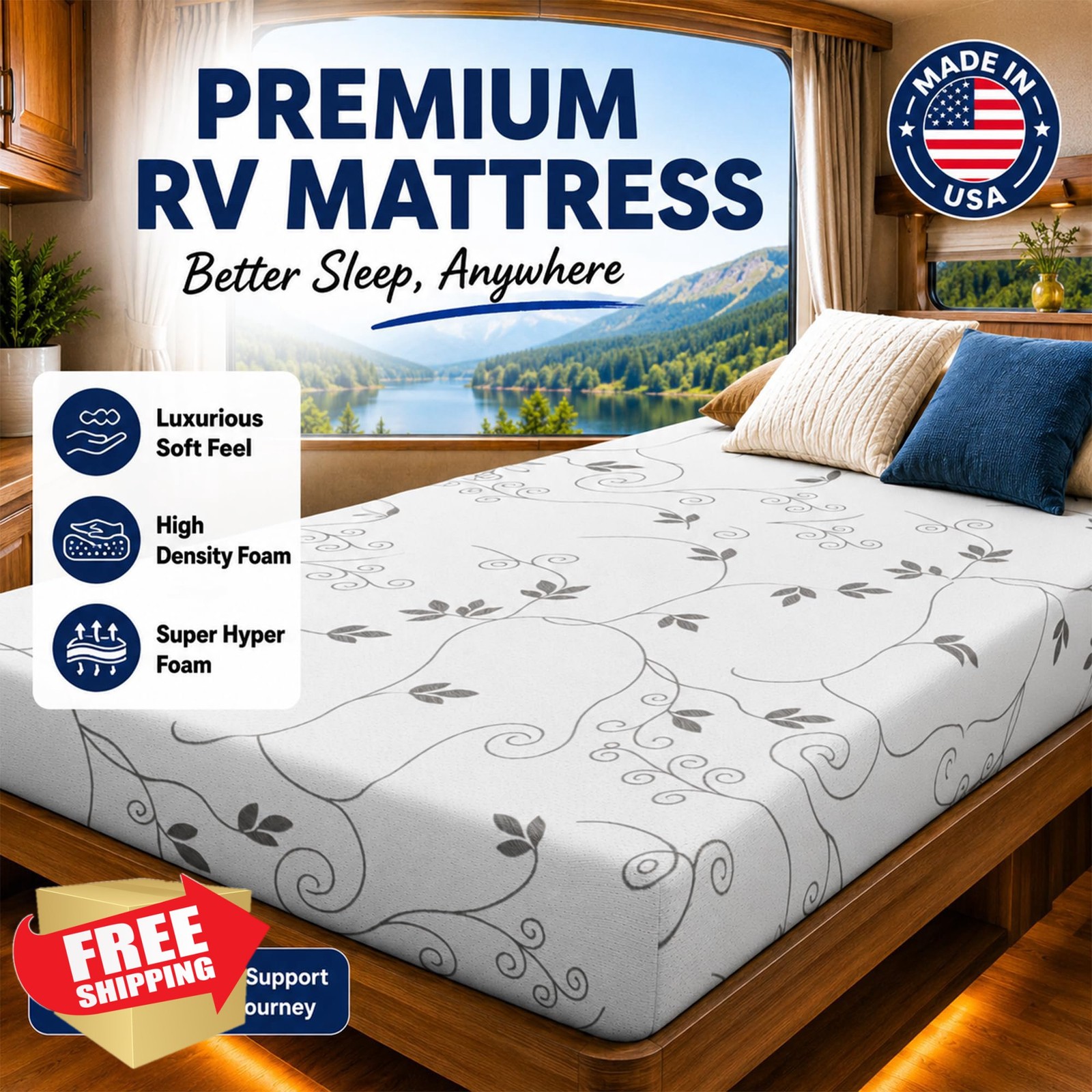 Greaton 8″ RV Mattress 32″x29″ Medium Firm