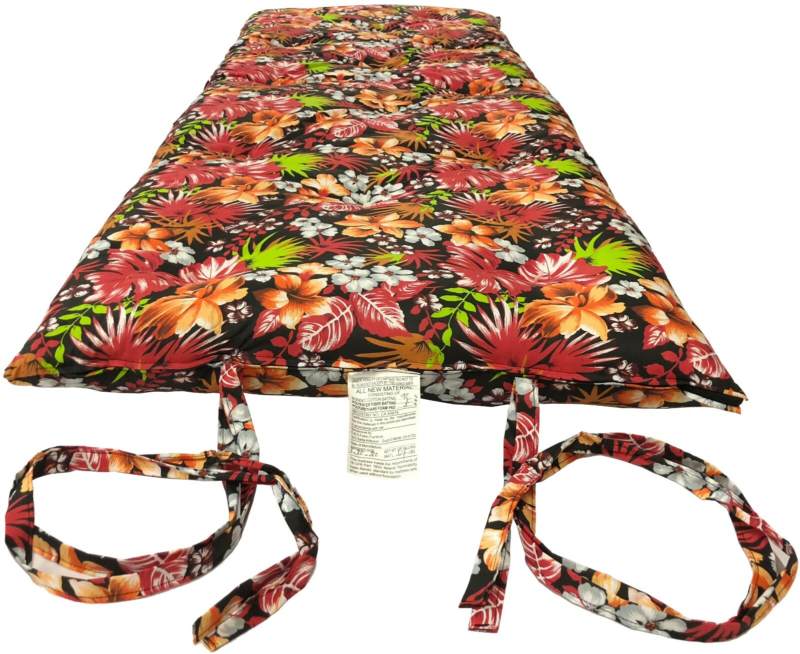 Queen Size Floor Rolling Futon Mattresses, Sleepover Pads 3x60x80 Tropical Red