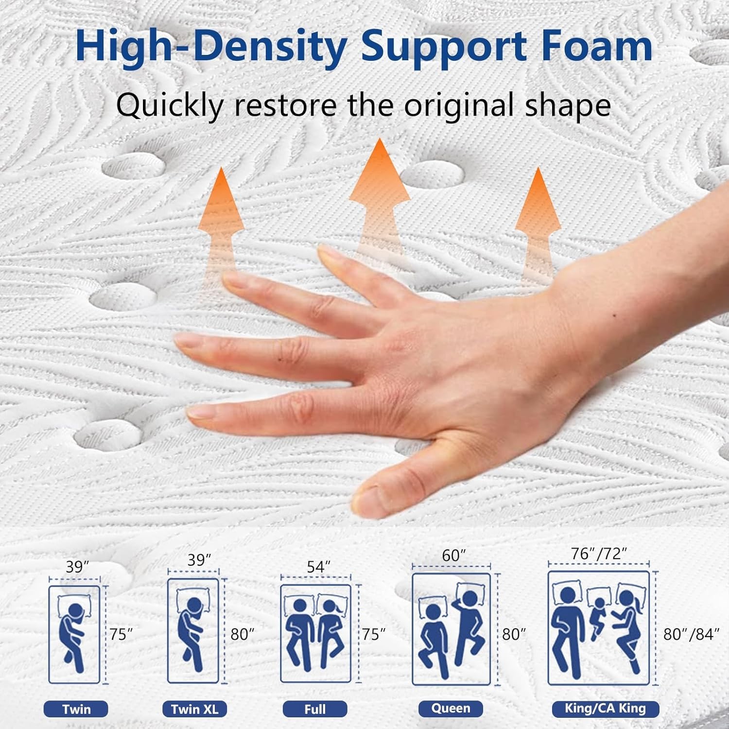 14″ Cal King Mattress Hybrid Spring Medium Firm Gel Memory Foam Bed in a Box