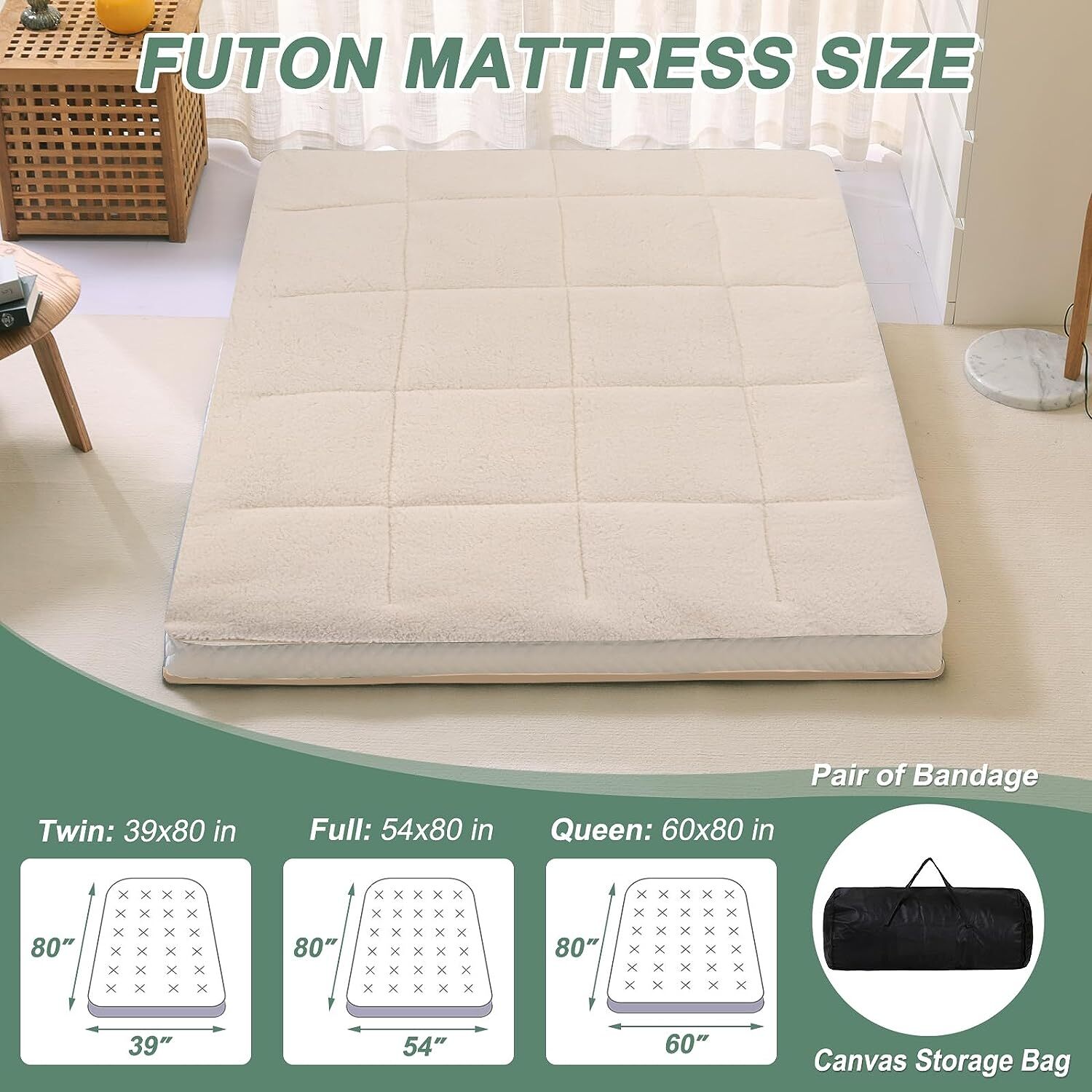 4″ Fold Sleep Floor Mat Single Bed Memory Foam Topper Camping Guest Mattress
