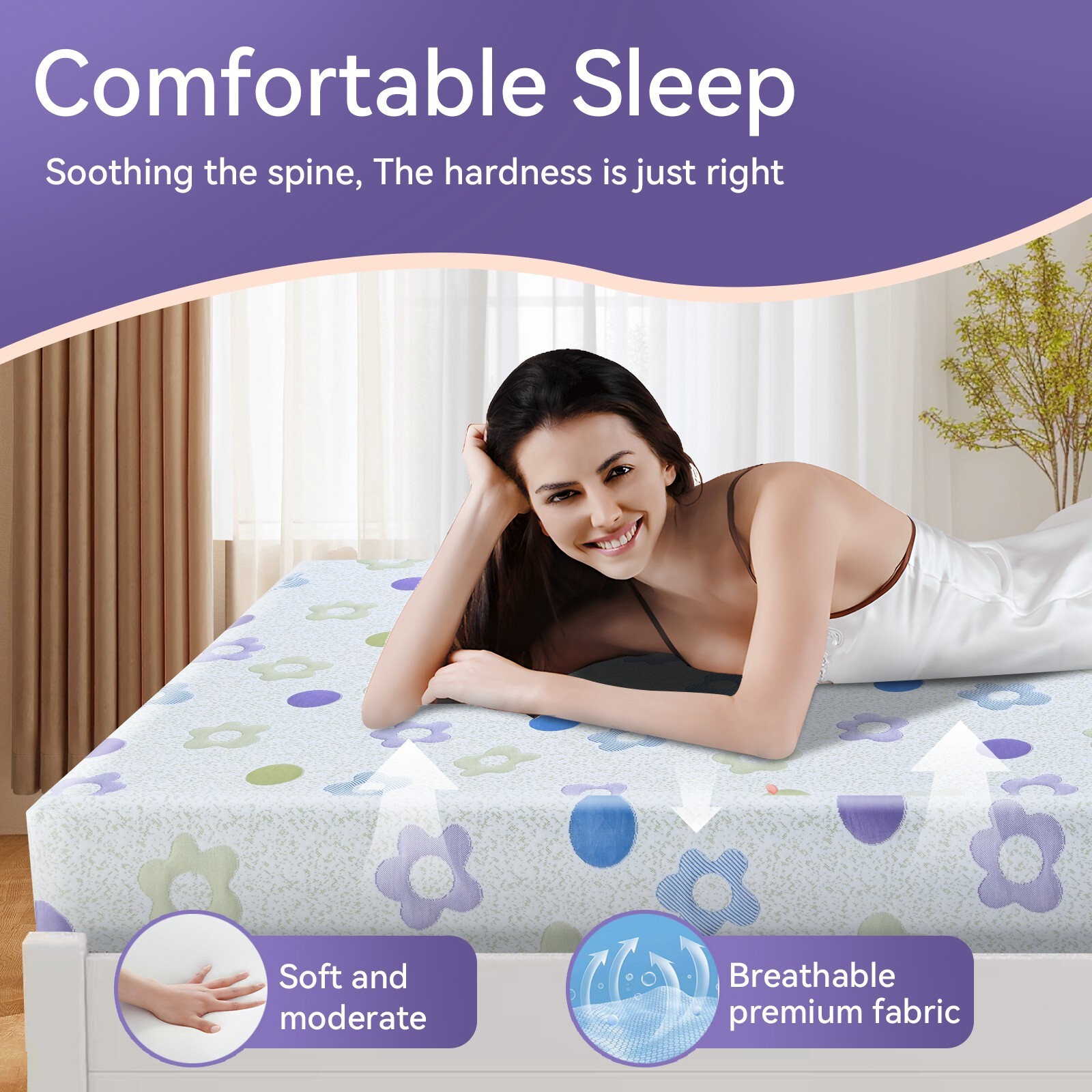 KBQ Gel Memory Foam Medium-Firm Mattress for Pressure Relief Twin Txl Full Queen