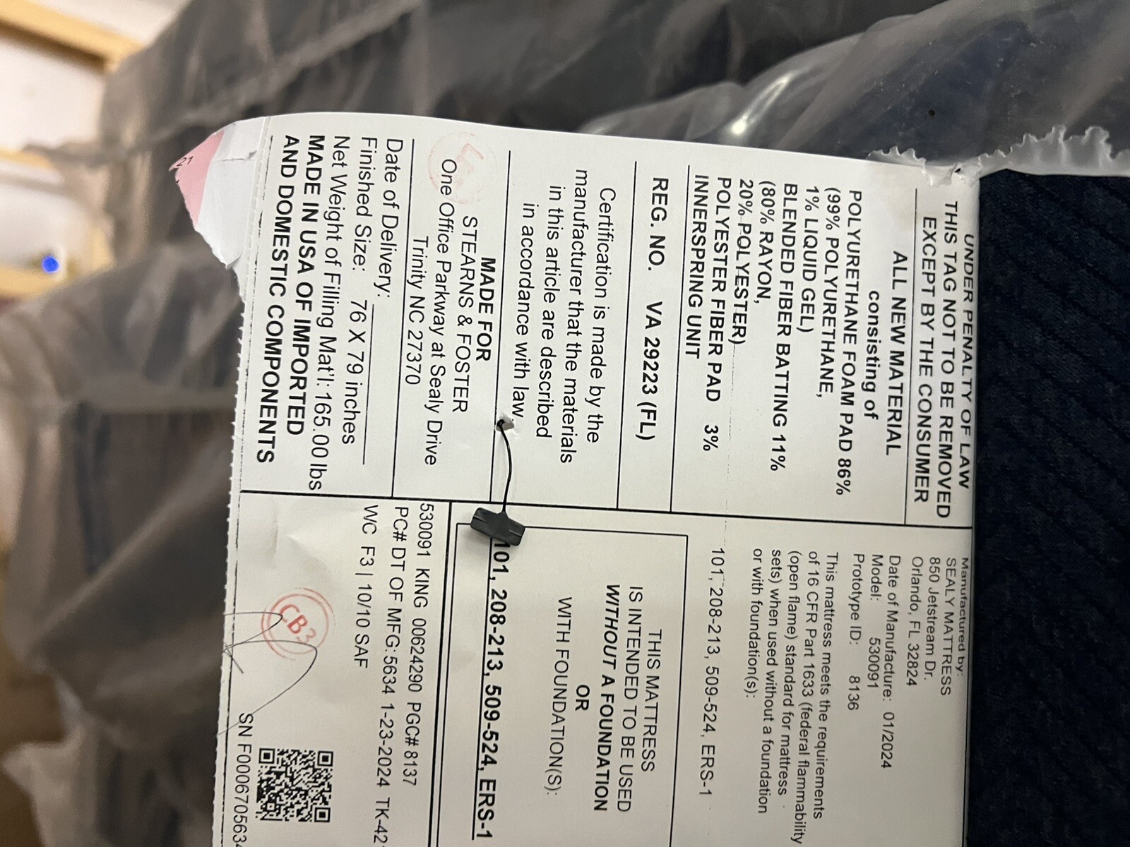 STEARNS & FOSTER ESTATE KING PILLOWTOP SOFT MATTRESS NEW CLEARANCE FAST SHIP