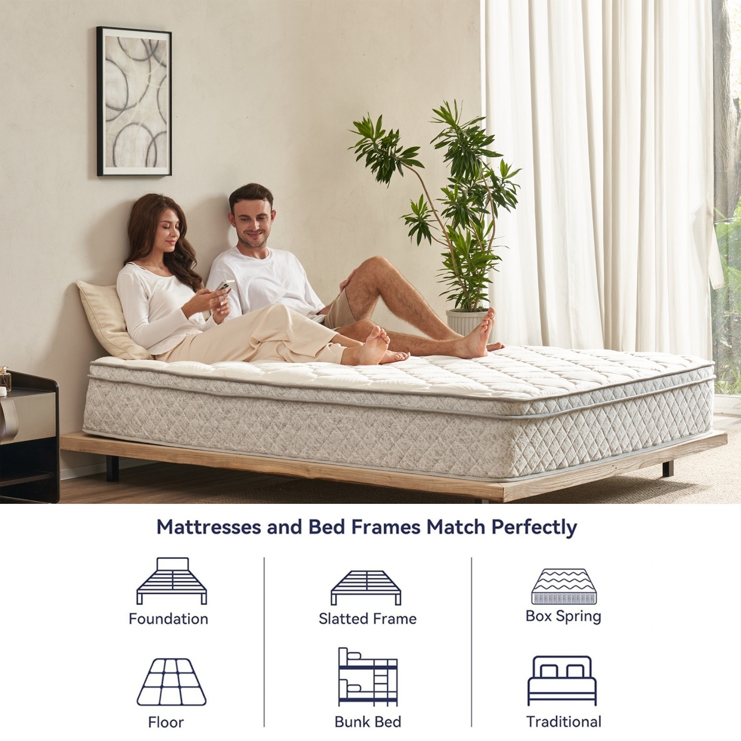 12” Twin/Full/Queen/King Size Mattress with Hybrid Pocket Spring & Memory Foam