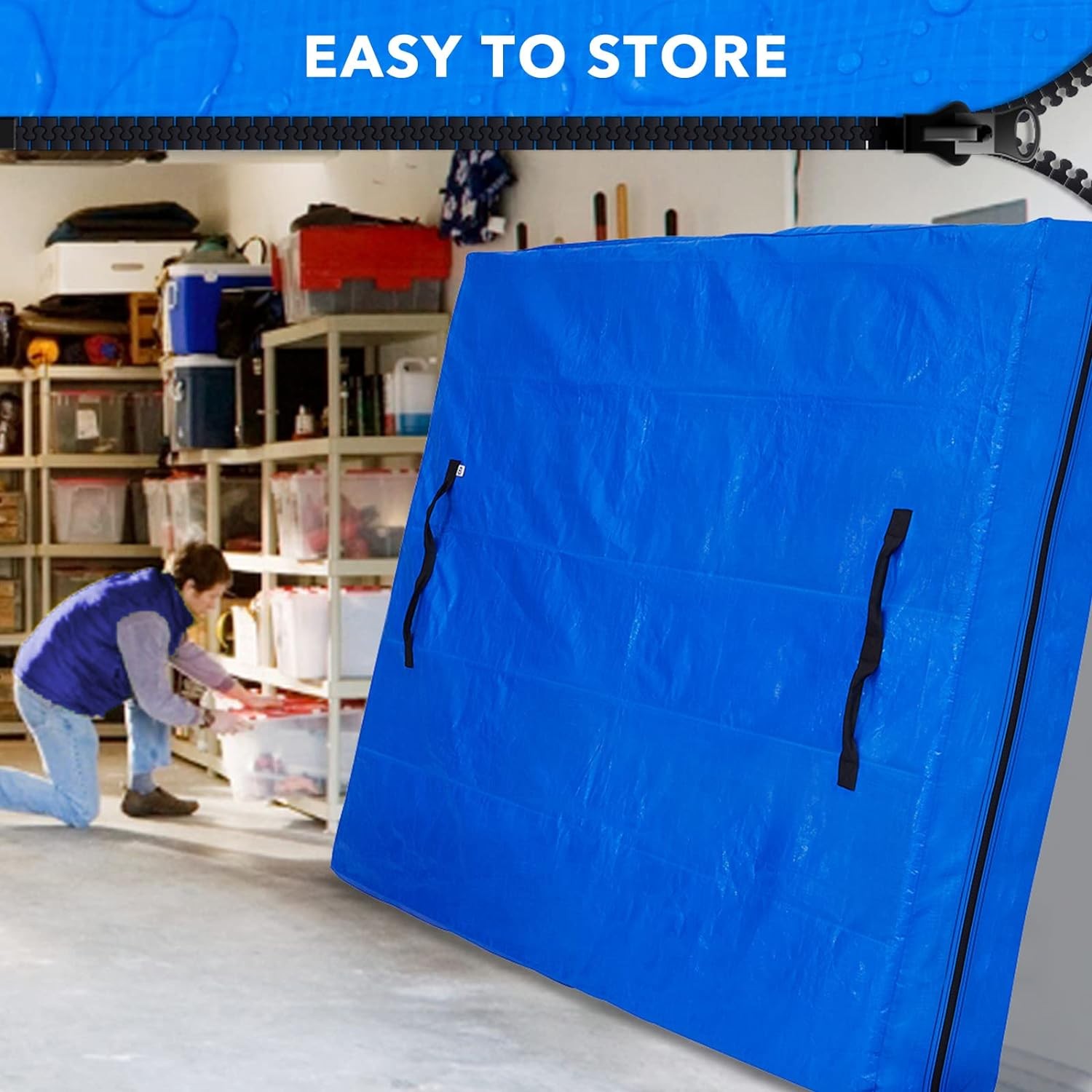 AlexHome Mattress Bag for Cali King：86"x75"x15", Blue