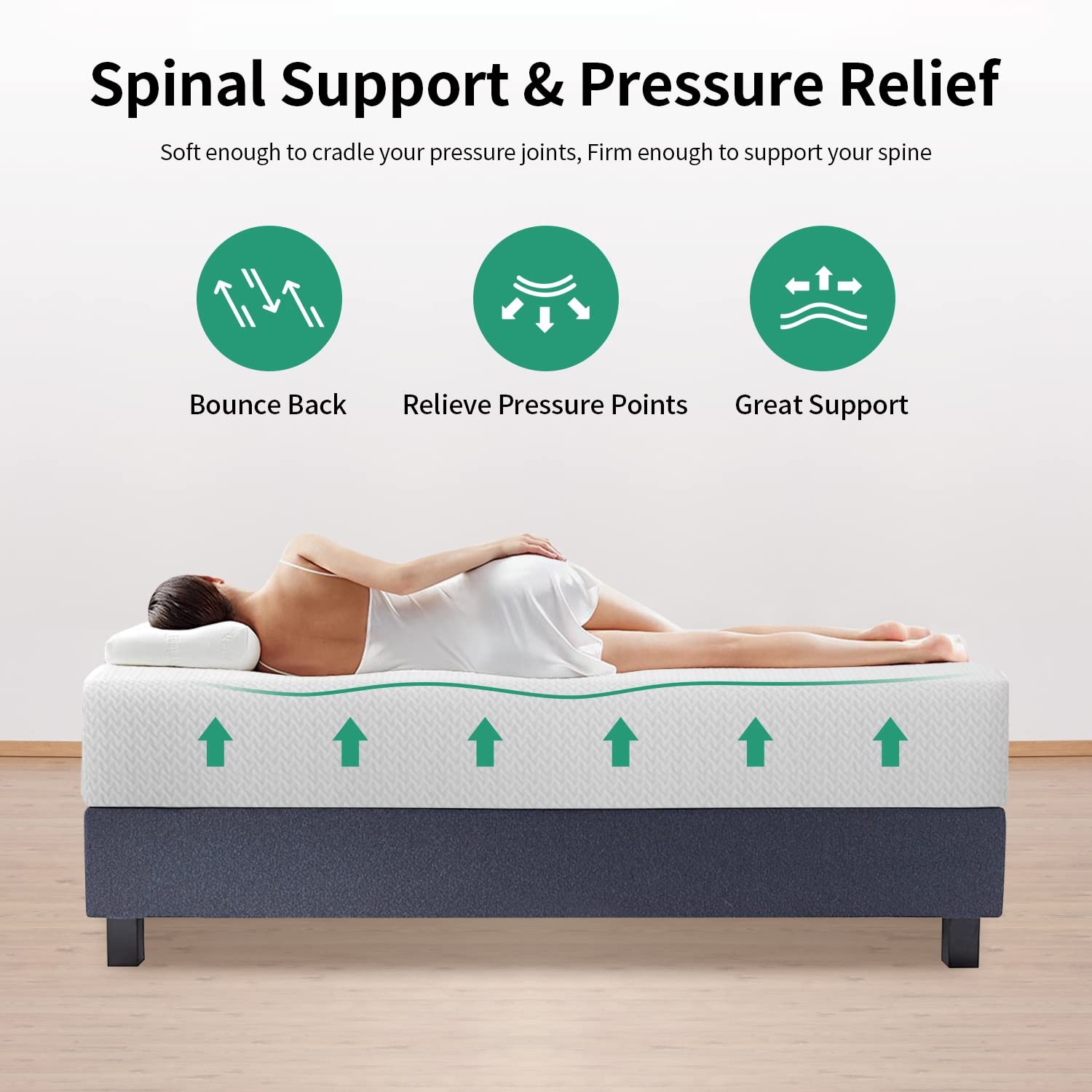 12 Inch Green Tea Memory Foam Mattress,Bed-in-a-Box Medium Firm Mattress Cert…