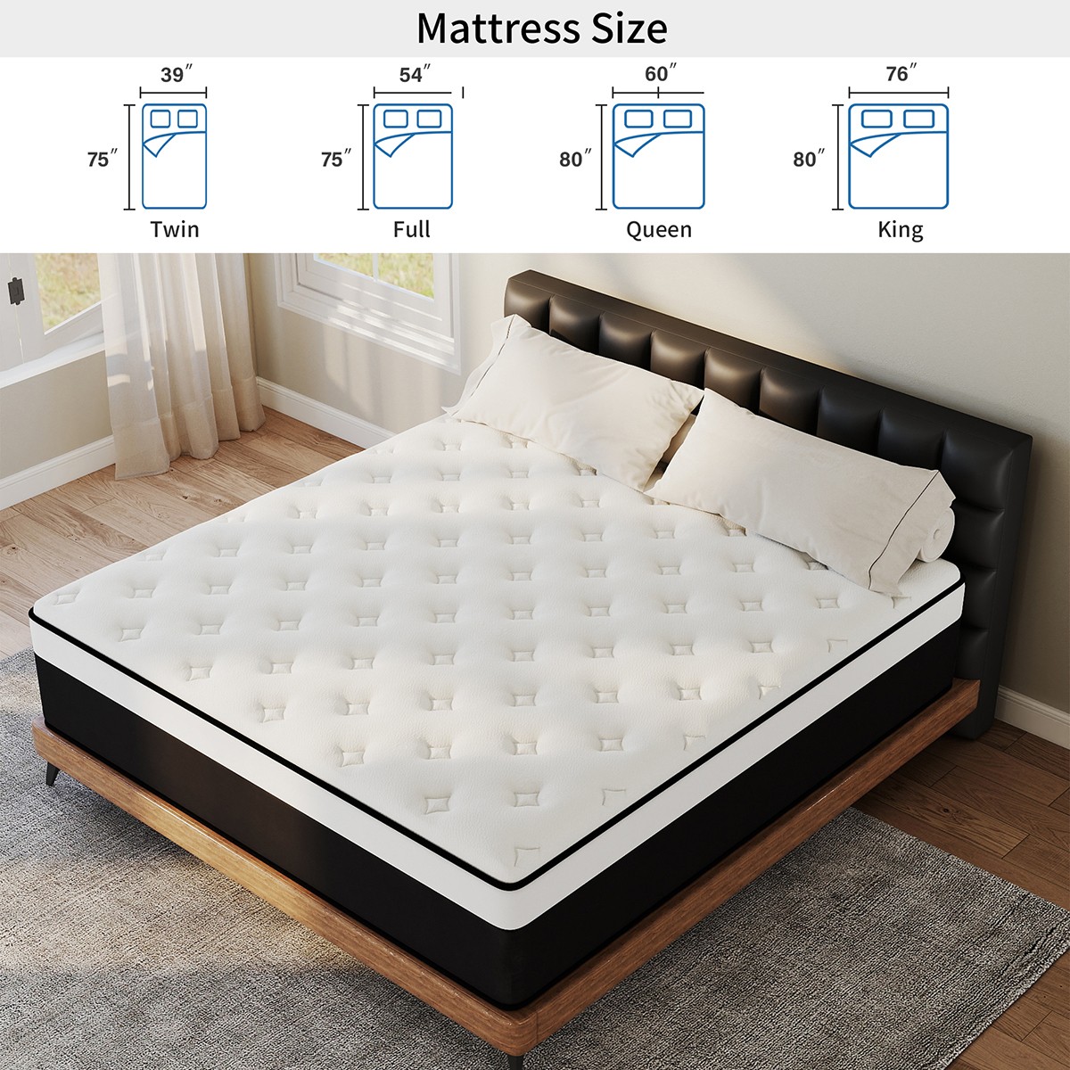 10/12/14 Inch Gel Memory Foam Hybrid Spring Mattress in Box Twin Full Queen King