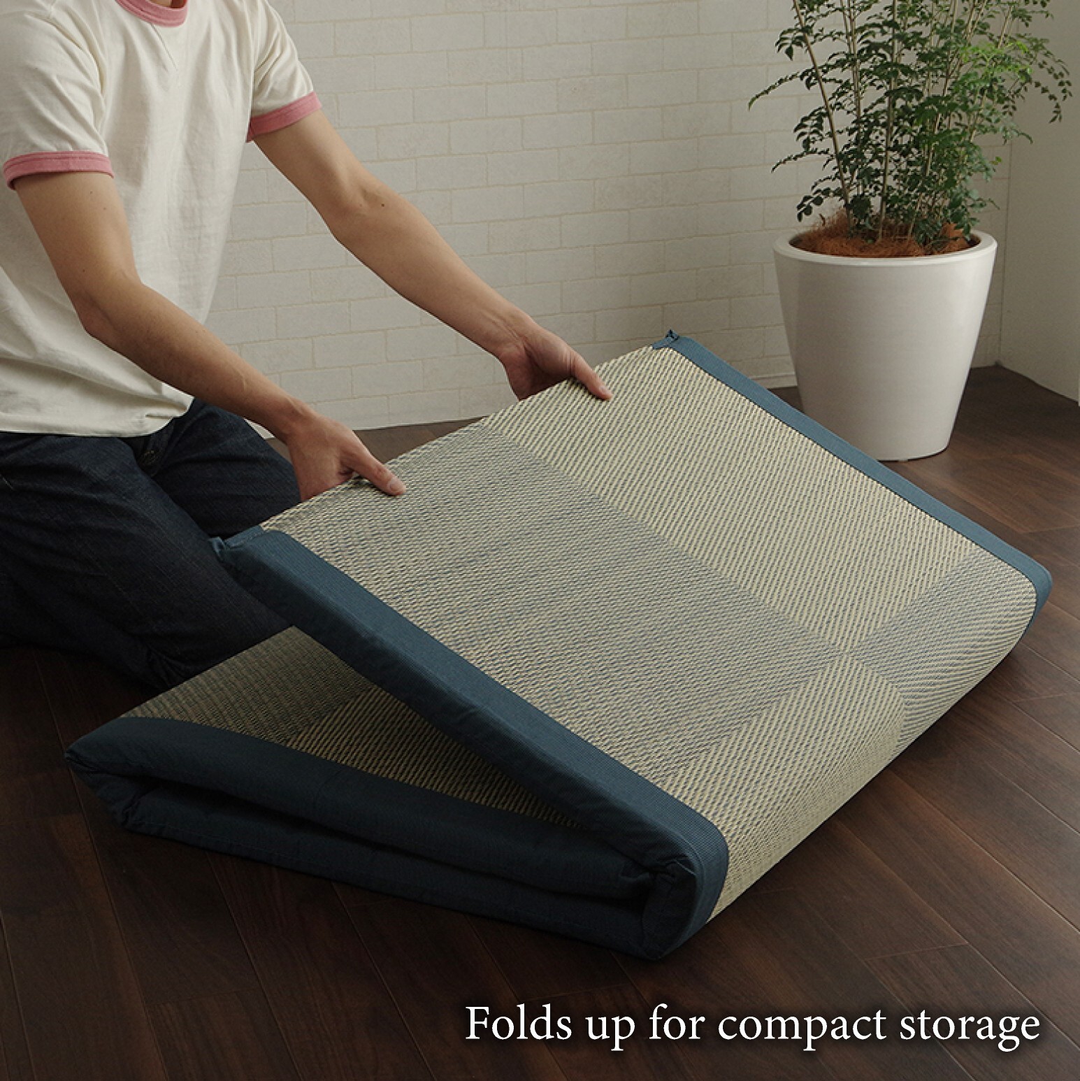 IKEHIKO Tatami Mattress Japanese rush grass 90×200 Foldable Bed Futon Brown 1372