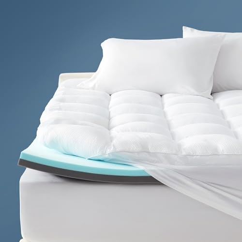 4 Inch Mattress Topper, Dual Layer 2” Gel Memory Foam + 2” Full White