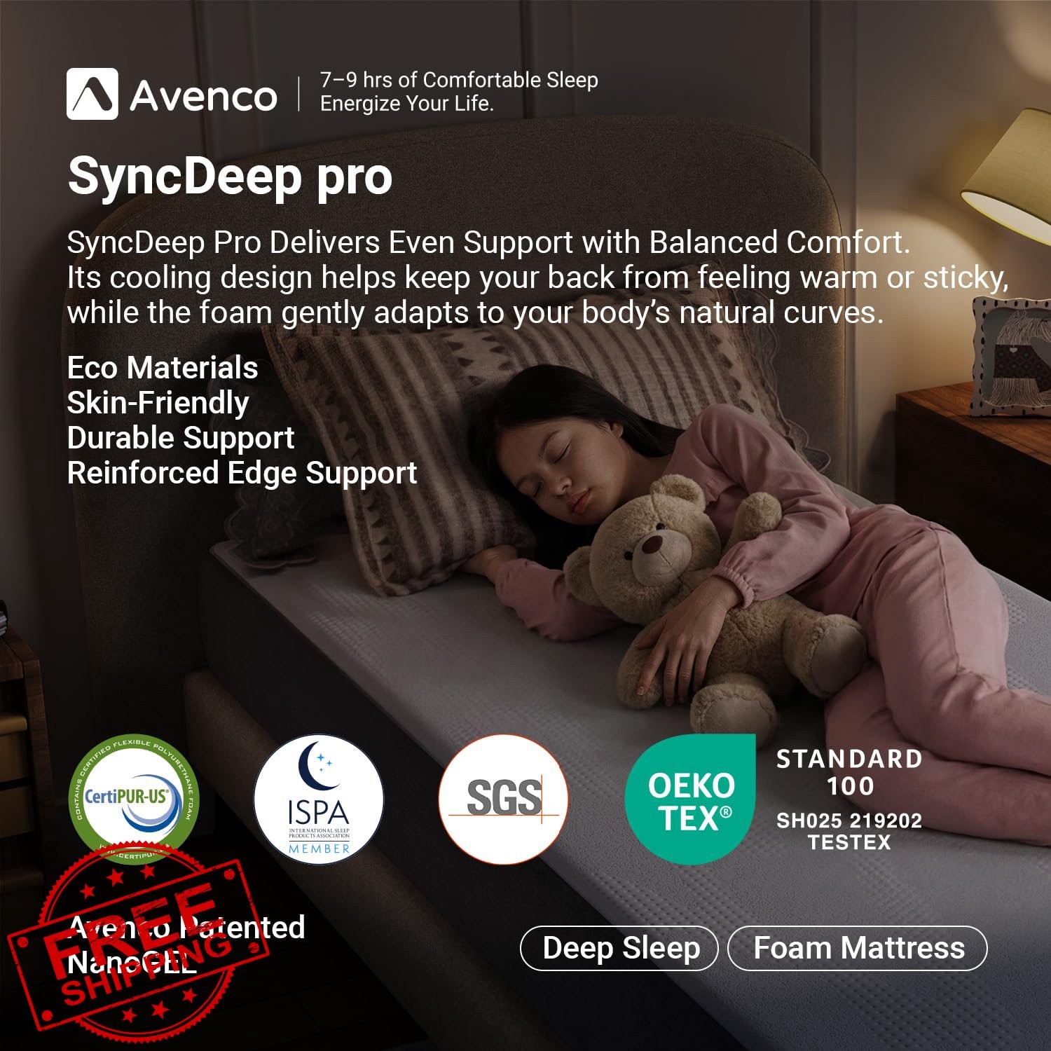 Avenco 8″ Twin Mattress Gel Memory Foam Breathable CertiPUR-US Box