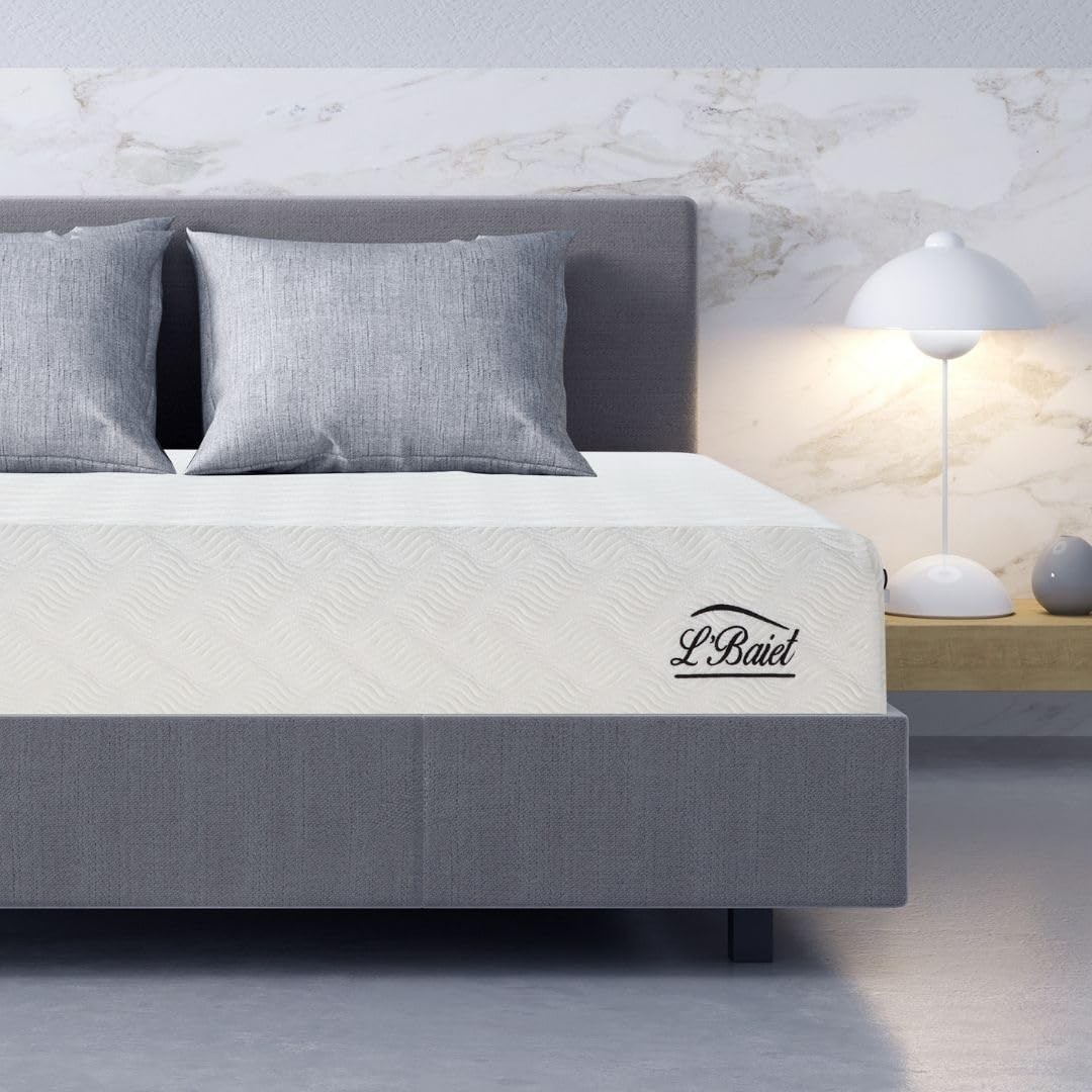 L’Baiet 12 Inch Gel Memory Foam Mattress, Queen Size – Bed in a Box – Medium …