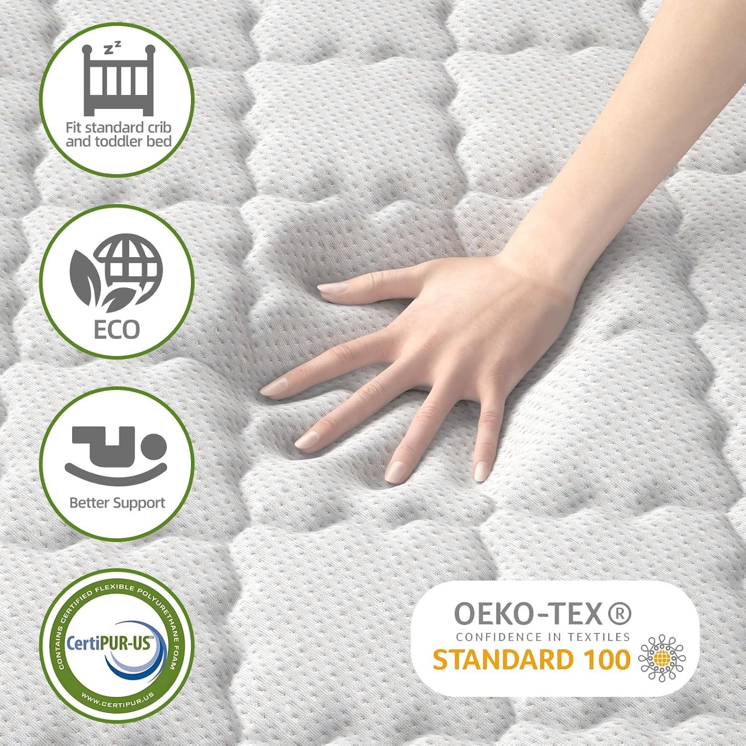 52×27.5 Premium Mattress,100% Knitted Fabric, 5″ Thick Firm Soft High Density Fo