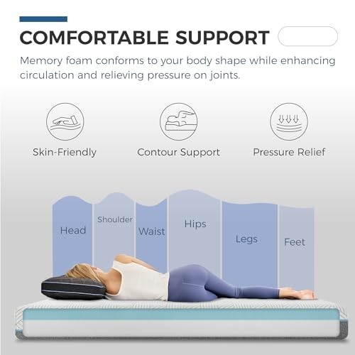 6 Inch Twin Memory Foam Mattress – Cool Sleep, Back Pain Relief, Gel Foam, Certi