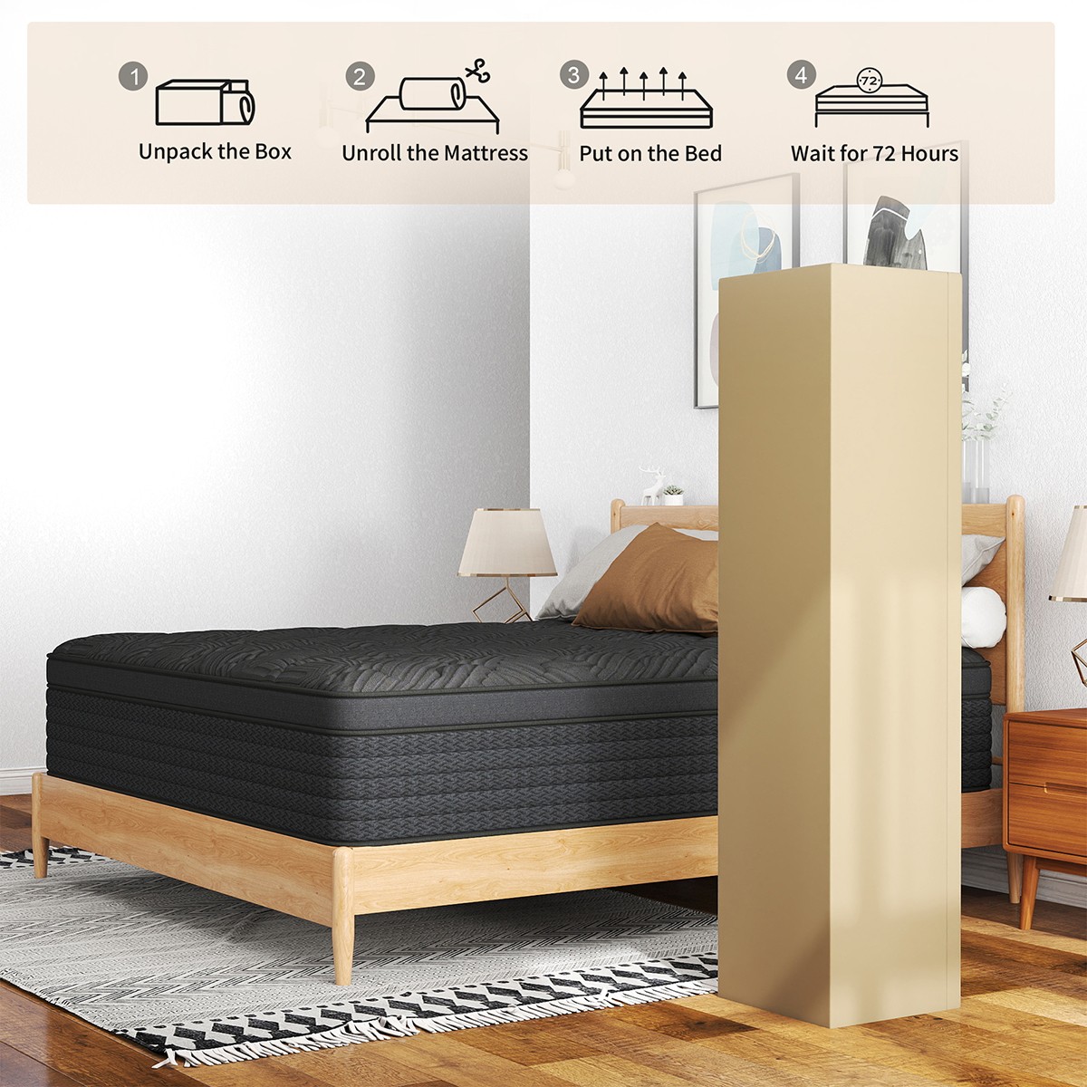 12″ 14″ Gel Memory Foam Hybrid Spring Mattress In a Box Twin Full Queen King