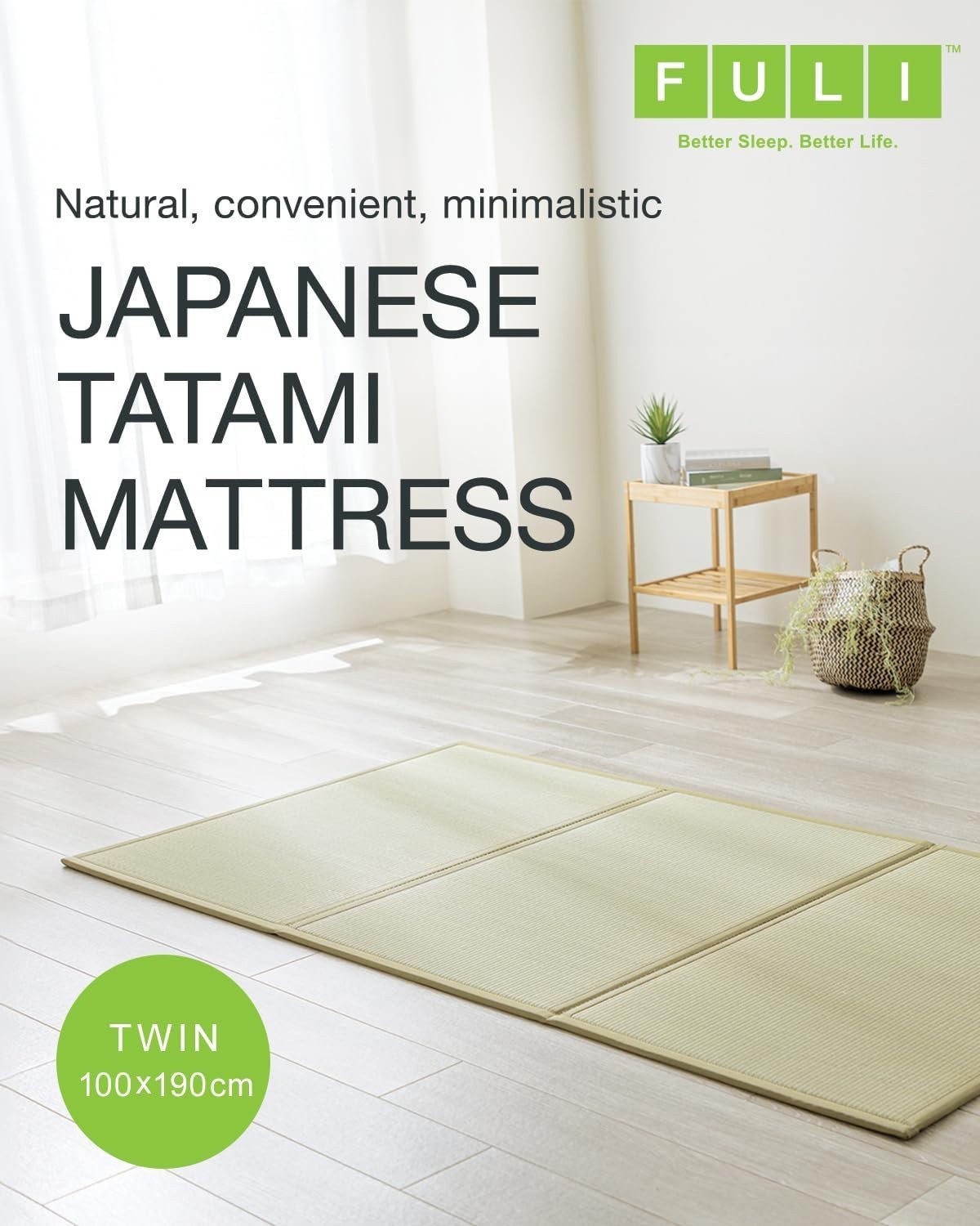 Traditional Hand-Woven Tatami Mattress – Twin Size for Serenity and Comfort