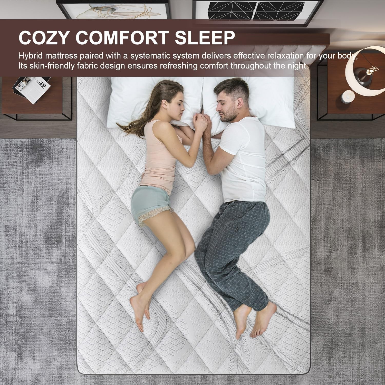 12 Inch Queen Mattress in a Box Hybrid Gel Memory Foam Pocket Spring Soft Plush