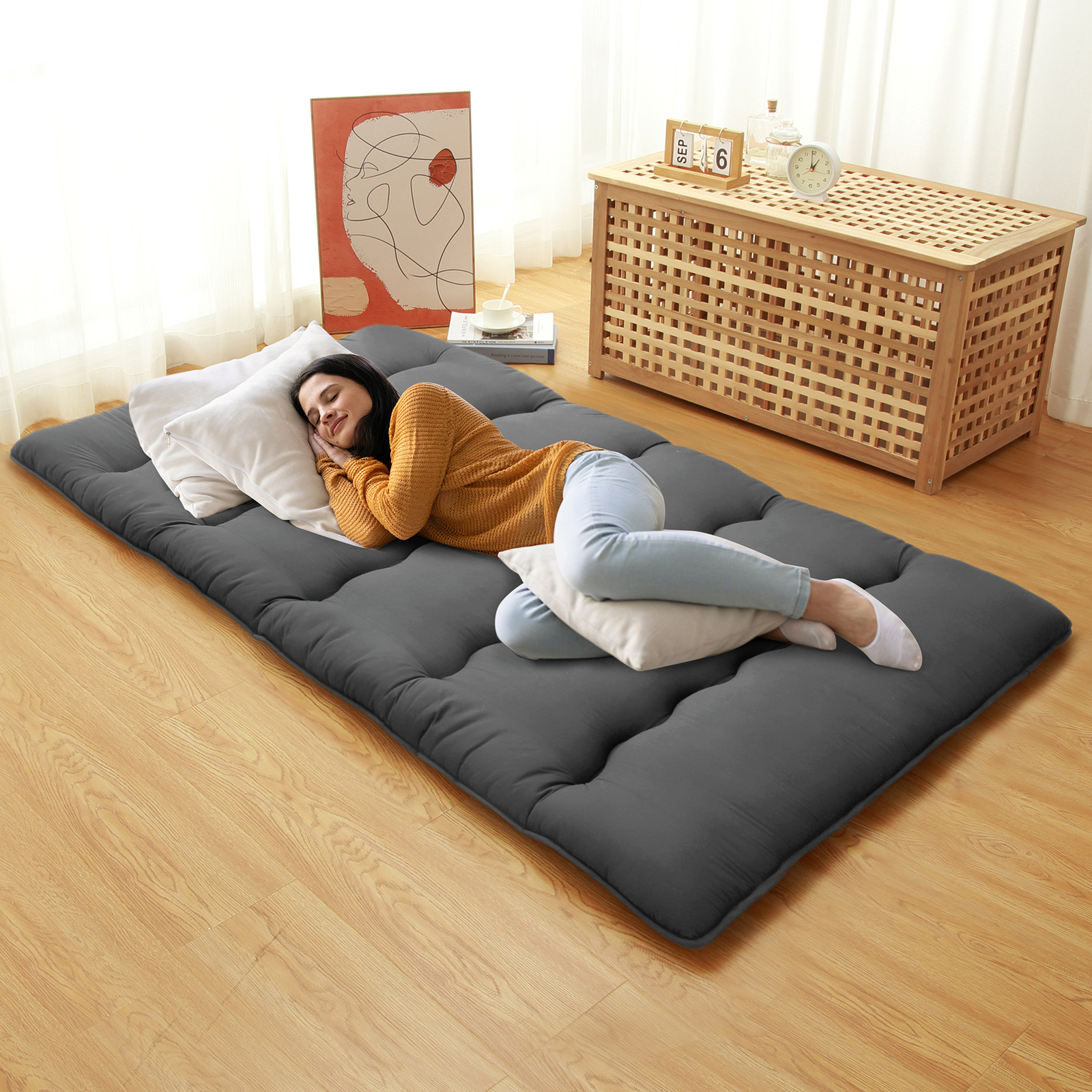 Japanese Style Floor Futon Mattress,Folding Futon Mattress Sleeping Mattress Pad
