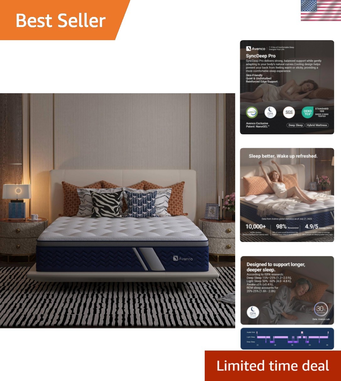 Queen Size Mattress 12 Inch, Hybrid Queen Mattress in a Box, Fiberglass-Free …