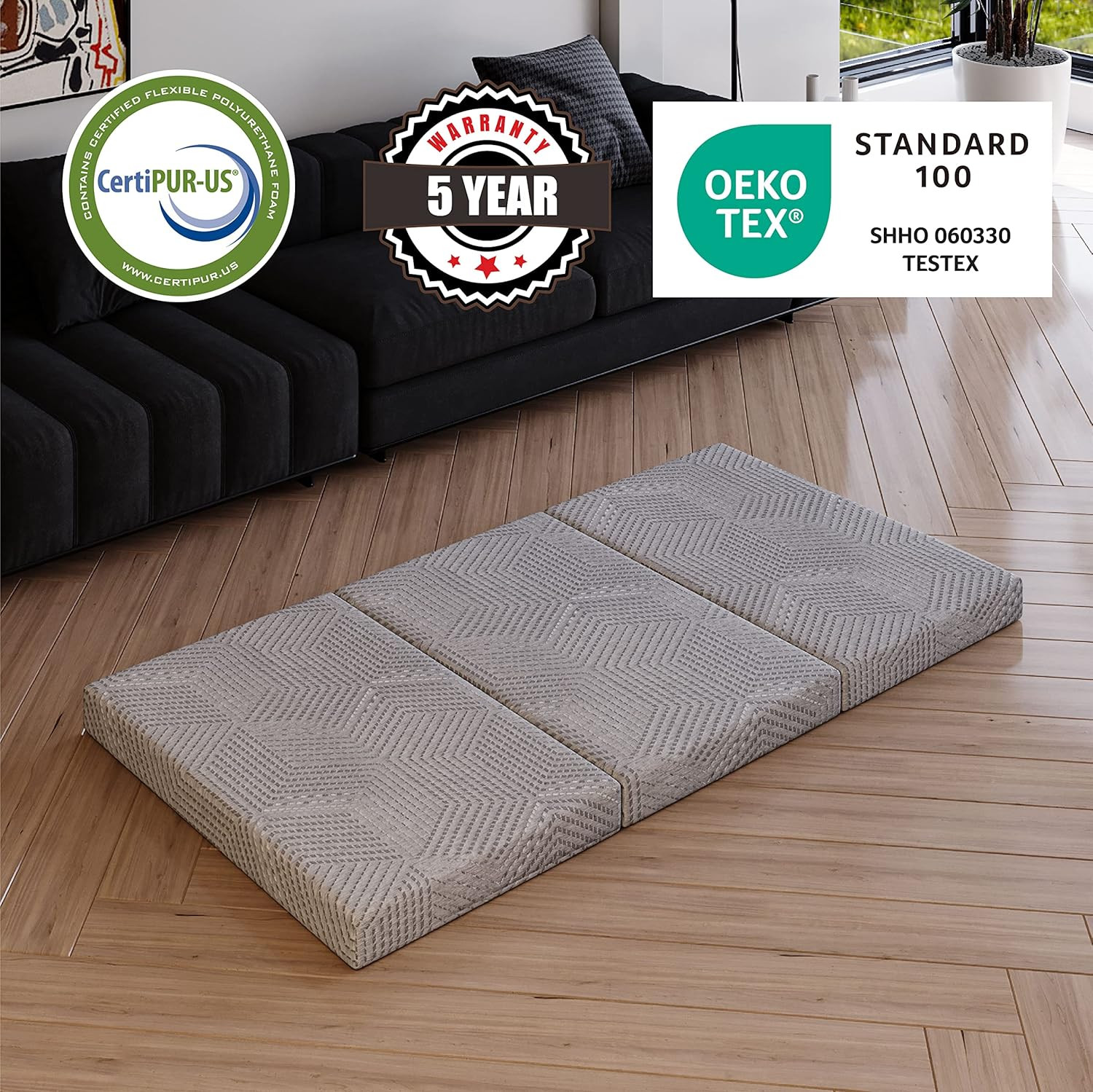 Folding Mattress 4 Inch Tri Folding Memory Foam Mattress, Portable Trifold Mattr