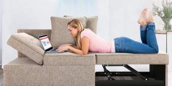 Sofa Bed Chair 4-in-1 Convertible Chair Bed, 3-Seat Linen Fabric