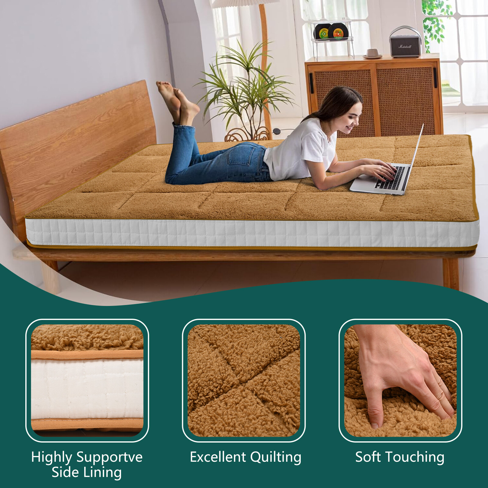 NAIZEA Japanese Floor Mattress Futon Mattress Dual Use Design Mattress 4 Colors