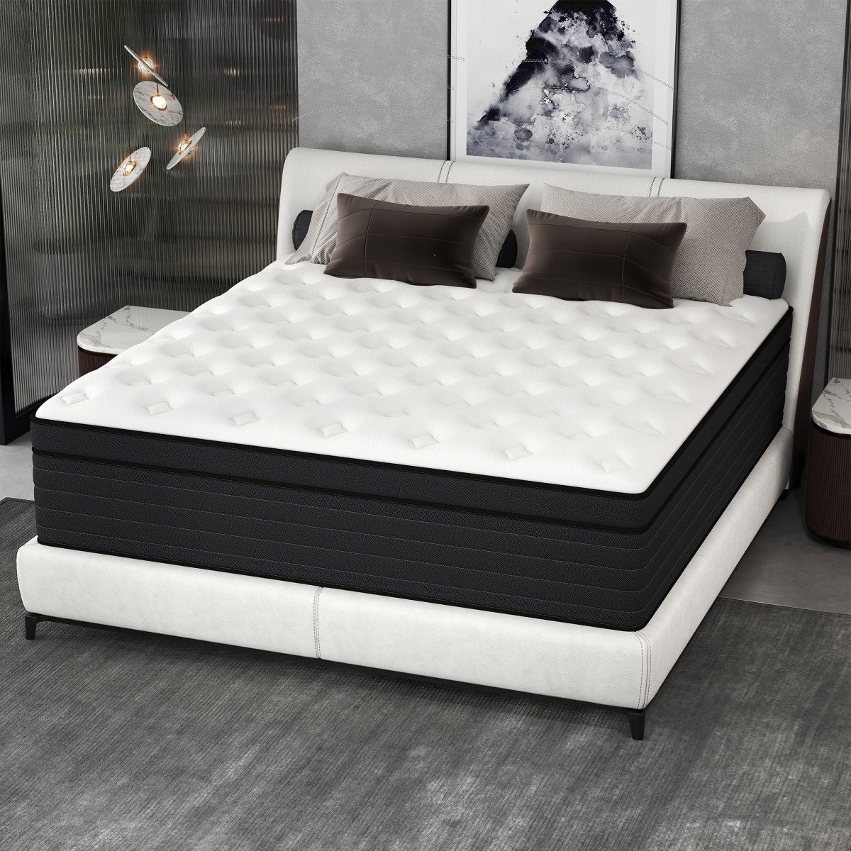 14″/12″ Mattress Hybrid Spring Comfy Mattress in A Box Twin Full Queen King Size