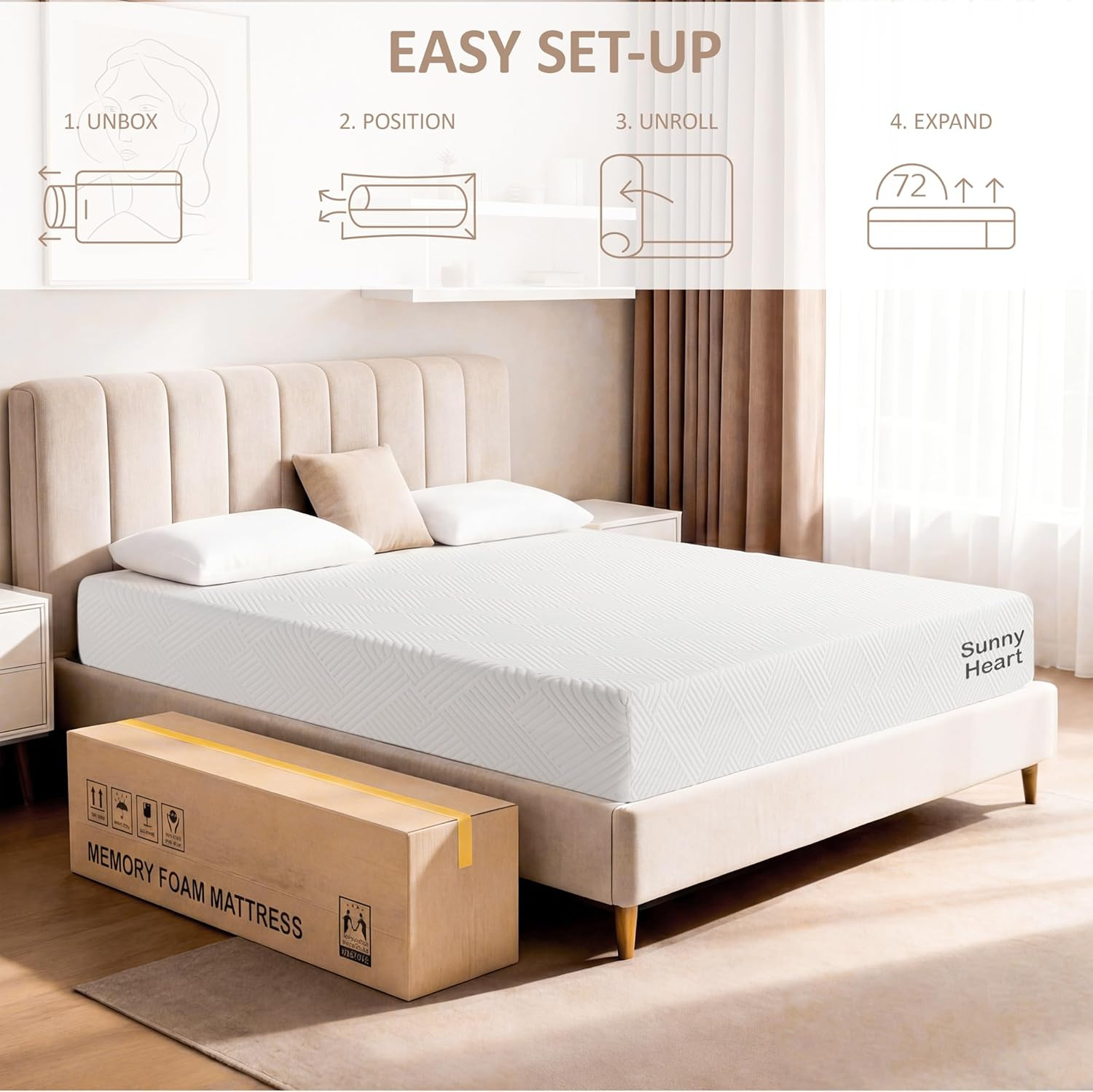 5 Inch Twin Size Memory Foam Mattress, Gel Cooling Bed Mattress with Breathable