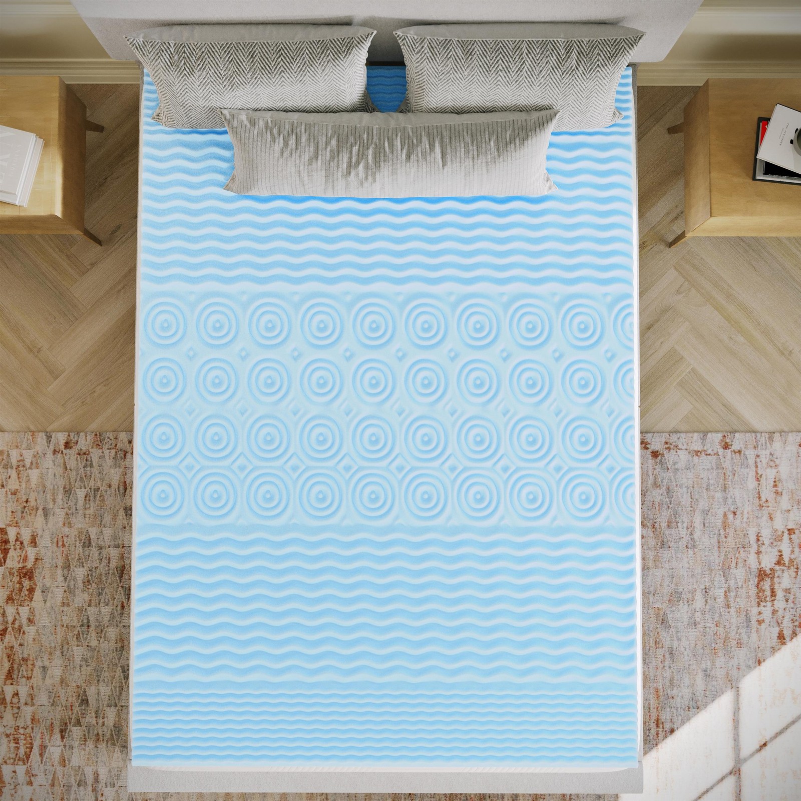2 Inch Cooling Gel Infused 5-Zone Memory Foam Mattress Topper – Full