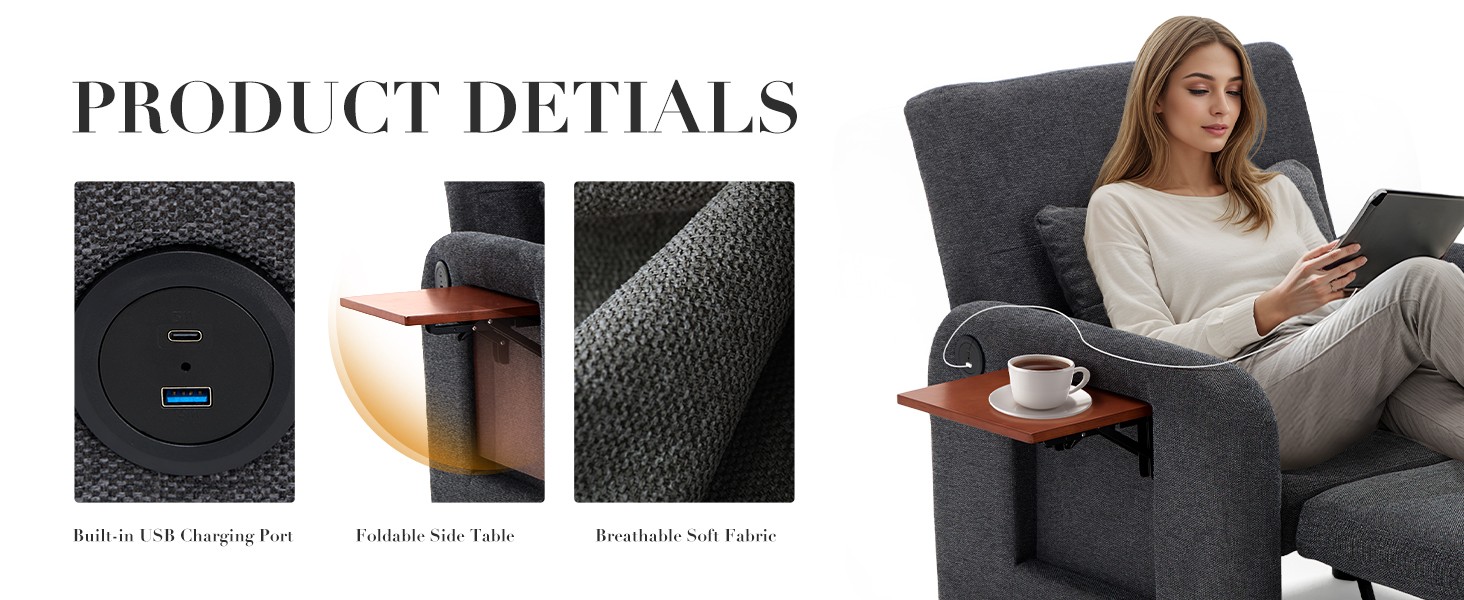 Convertible Sleeper Chair-Fabric Futon Sofa Bed, Single Sleeper
