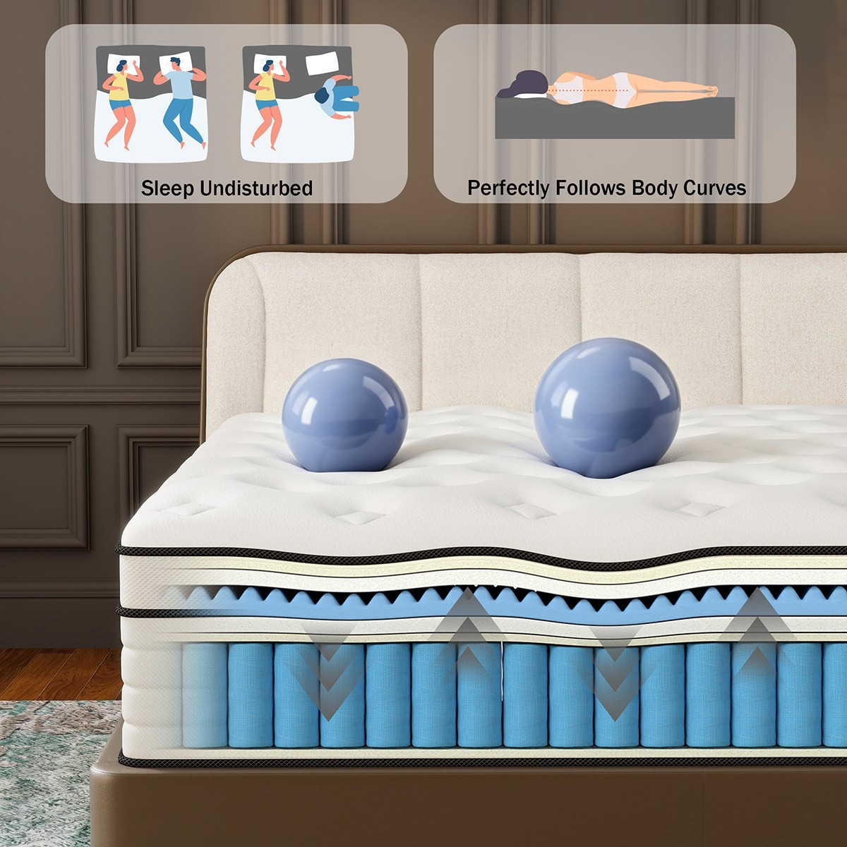12″ 14″ Gel Memory Foam Hybrid Spring Mattress Queen Twin Full King In A Box