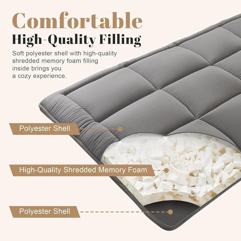 Memory Foam Futon Mattress Twin Size Soft Durable Sleeping Mat Bedroom Camping