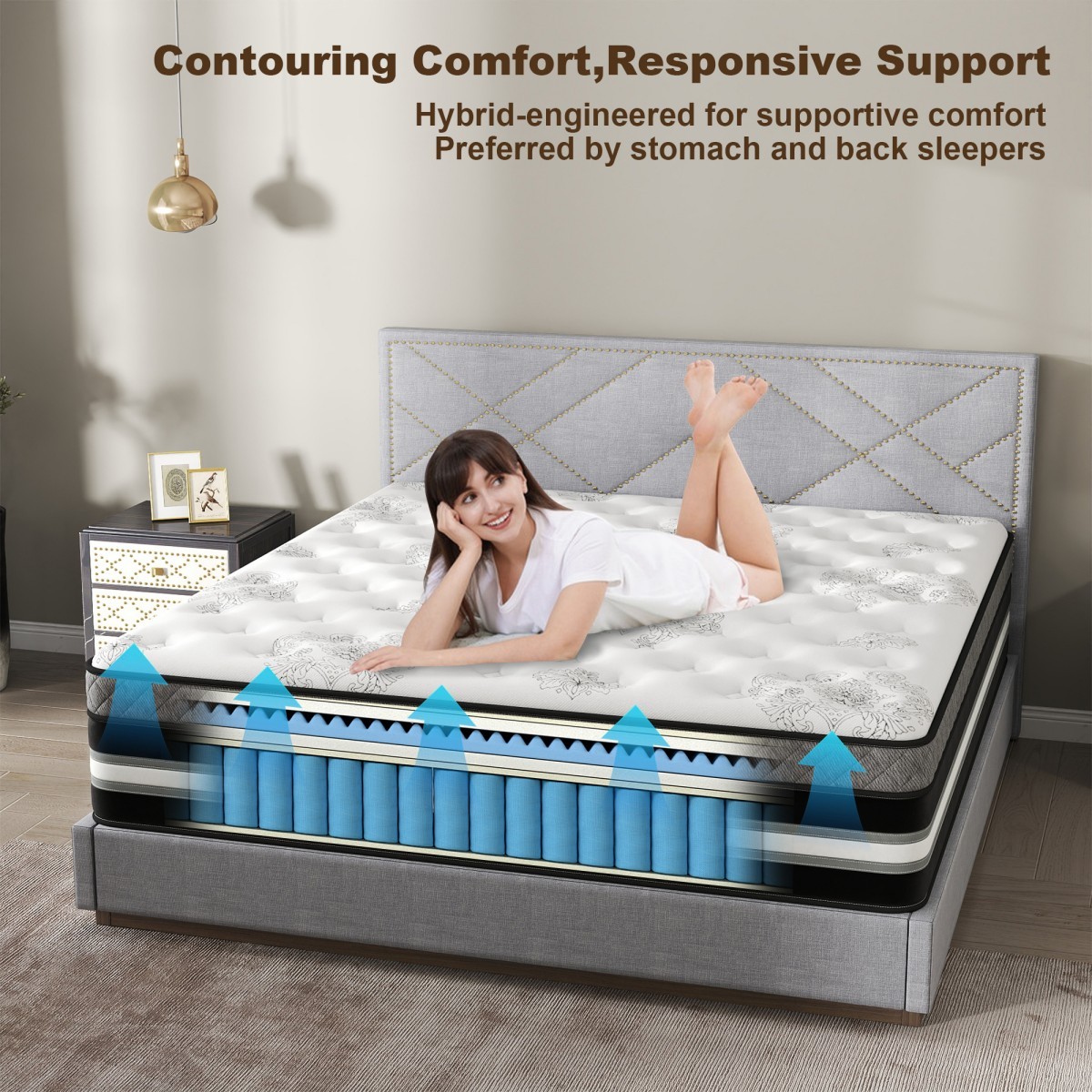 12/14 Inch Mattress in a Box Twin Full Queen King Gel Memory Foam Hybrid Spring