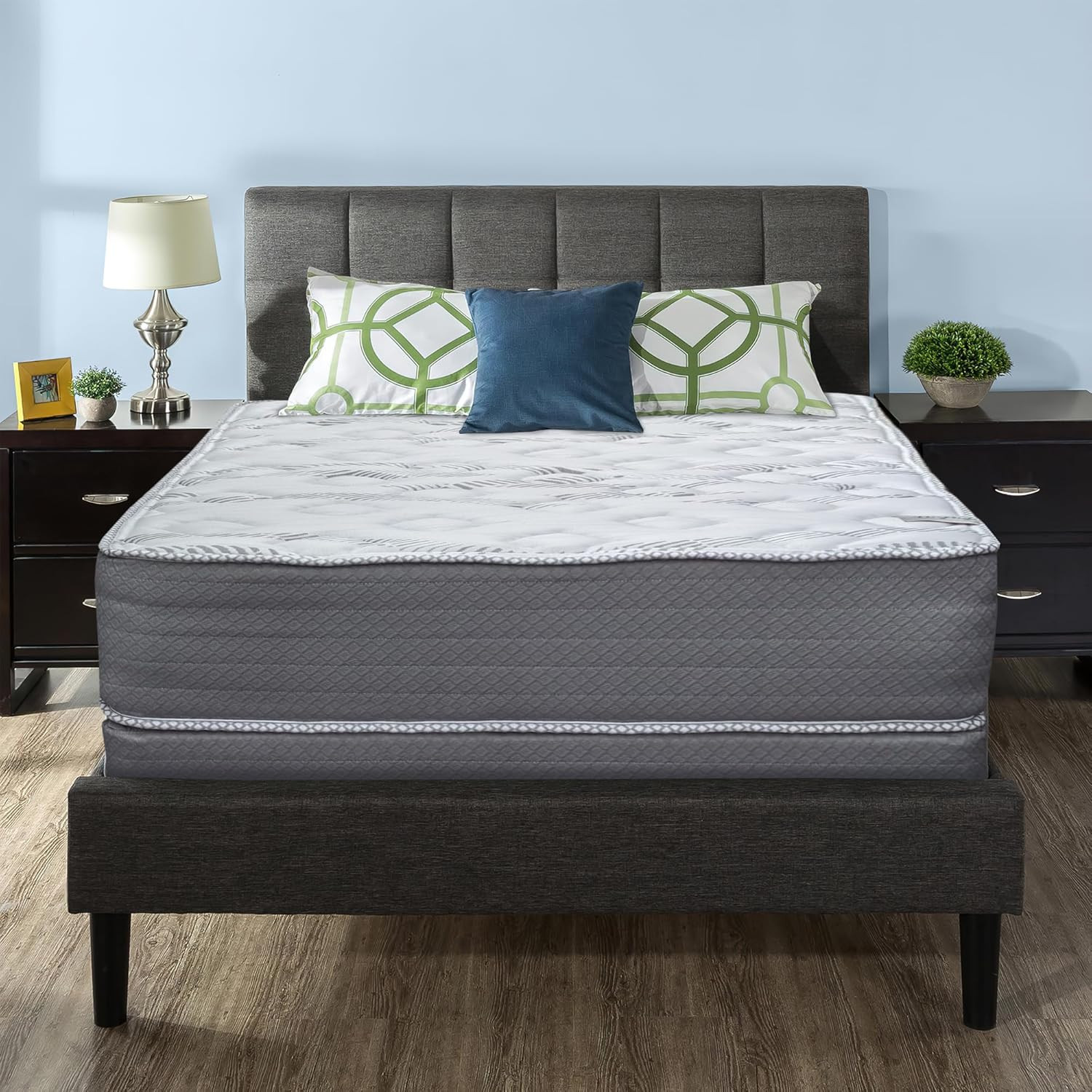 14″ Firm Double Sided Innerspring Mattress & 4″ Wood Box Spring, Full XL