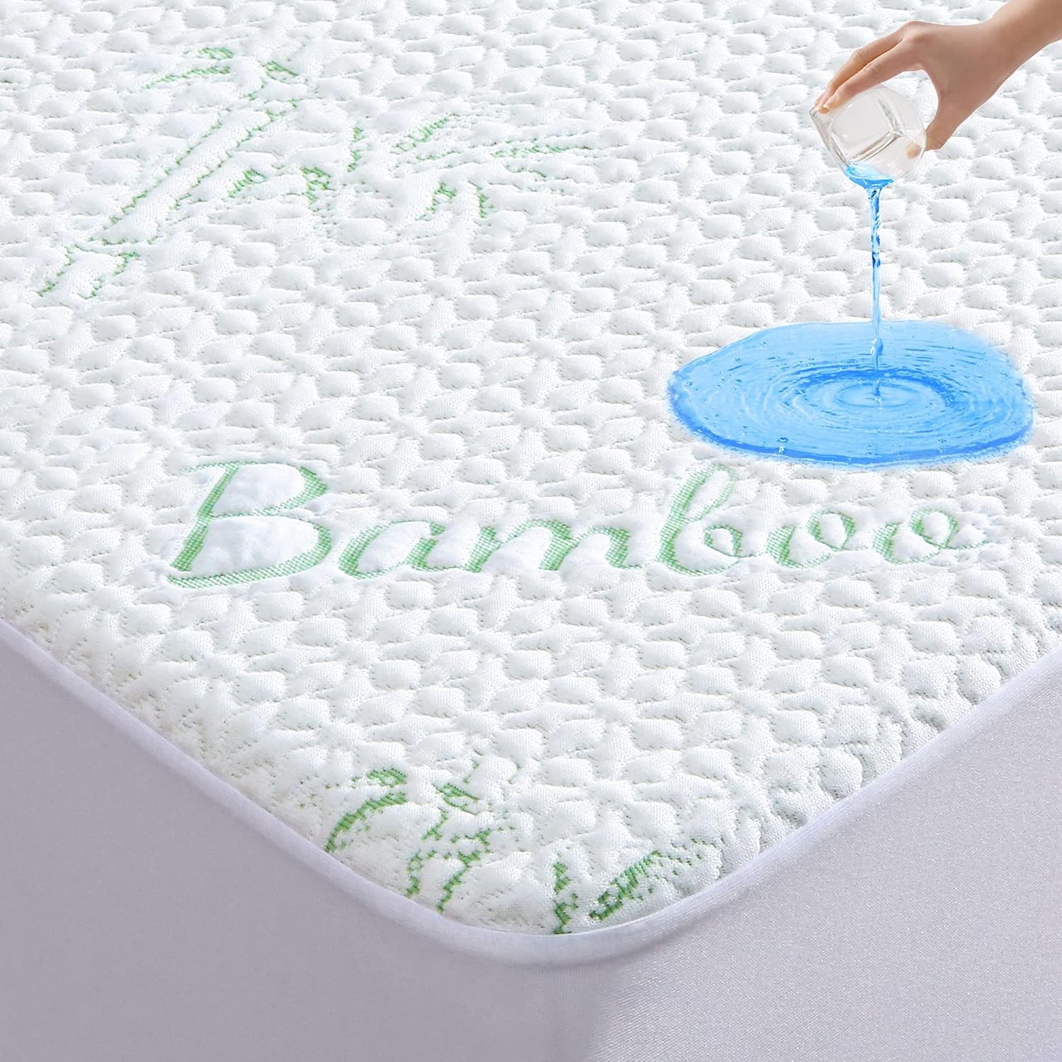 GOONIK Queen Mattress Protector, Breathable Bamboo Viscose Queen, White