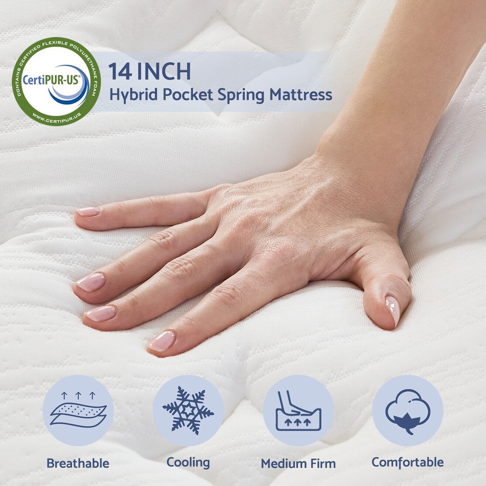 12/14 Inch Gel Memory Foam Queen Mattress Twin Full King Hybrid Spring In A Box