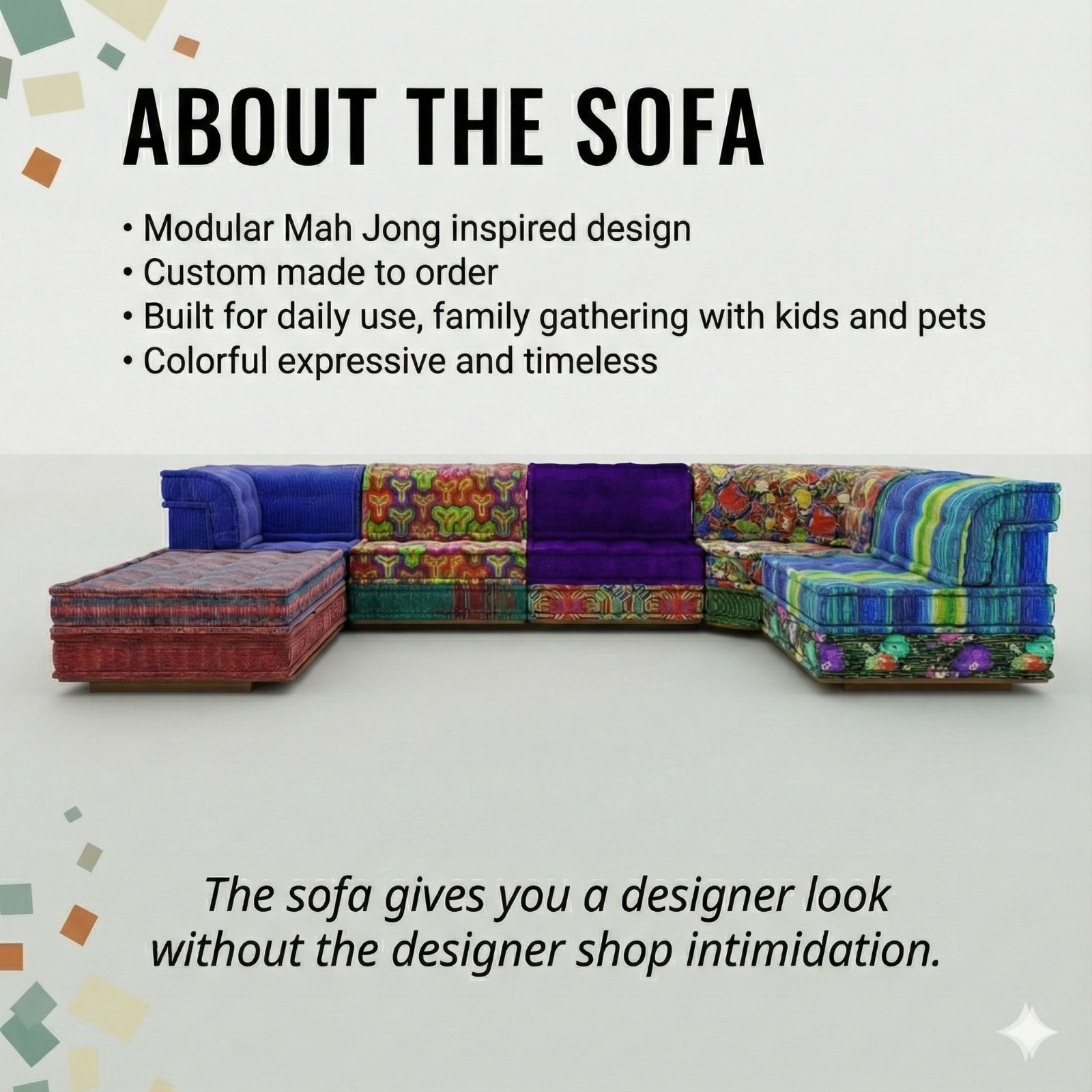 French Hand Tufted Daybed Mah Jong Sofa Modular Sectional Sofa Couch Lounge Set