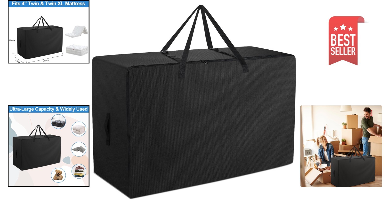 600D Oxford Cloth Mattress Carry Case for 4″ Twin & Twin XL – Compact & Durable