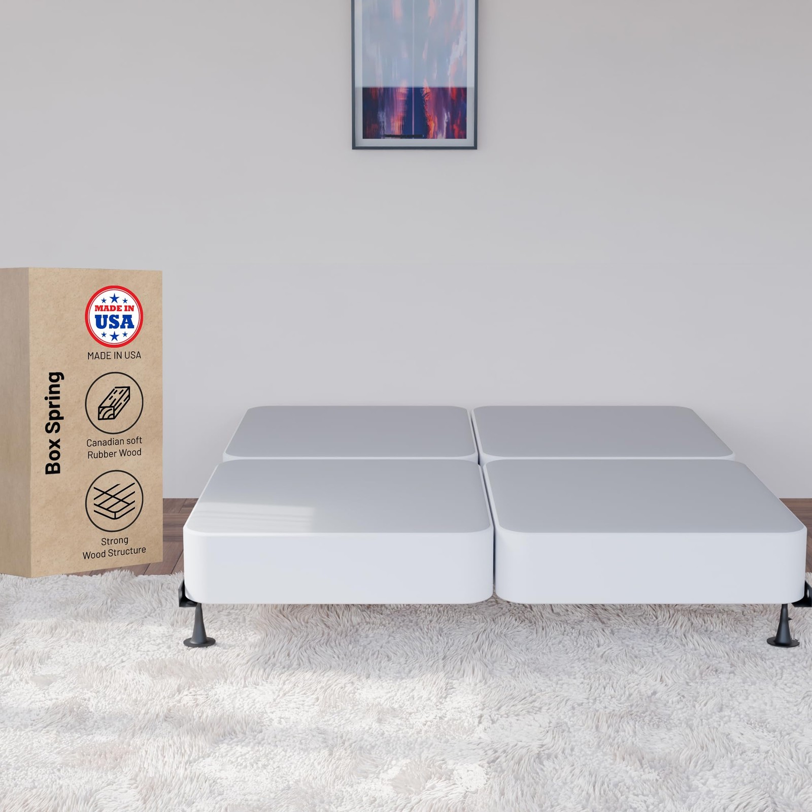 , 4-Inch Sturdy Spring for Mattress -Durable and Fully Assembled, Natural Woo…