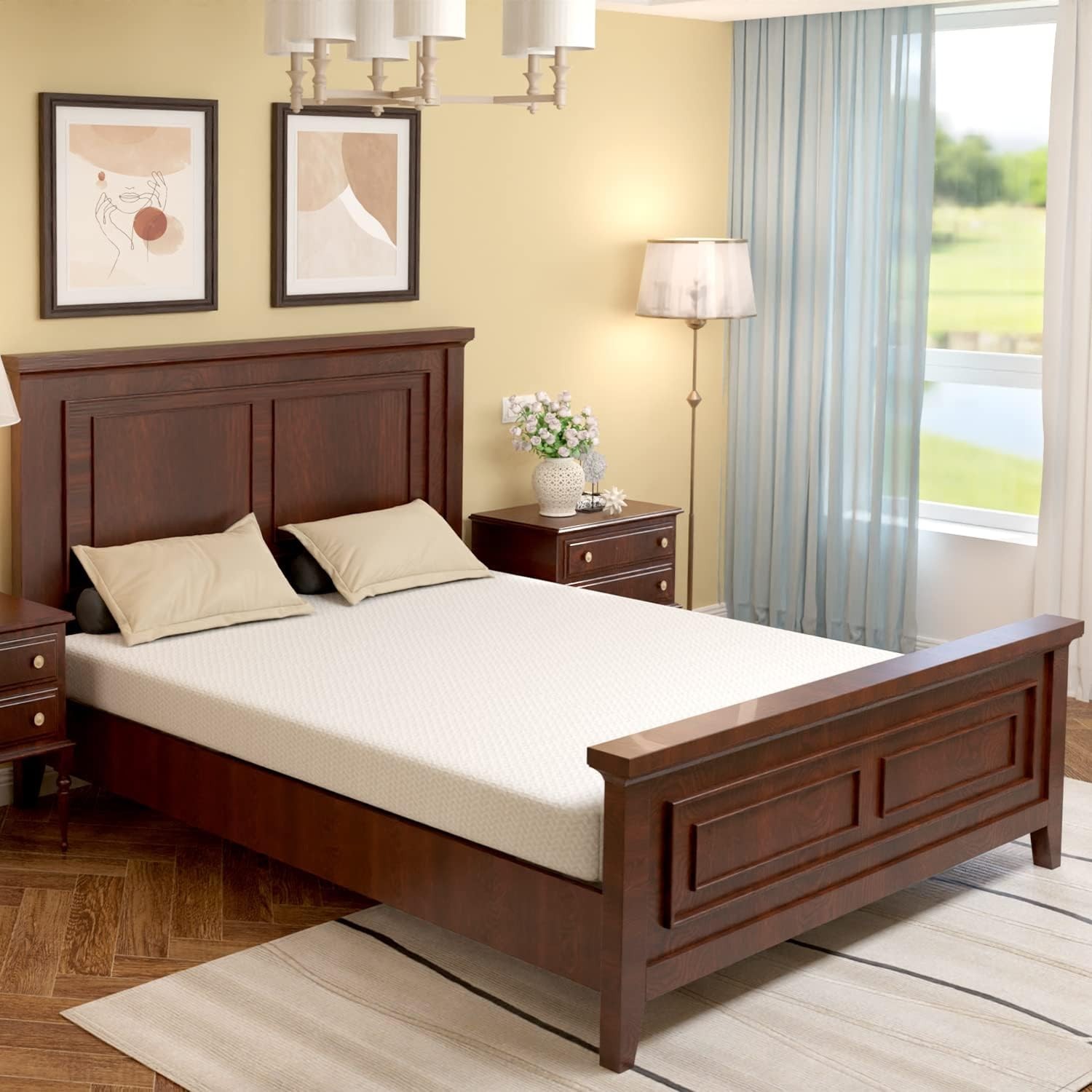 Queen Size Mattress,Fiberglass Free 6 Inch Green Tea Cooling Gel Memory Foam …