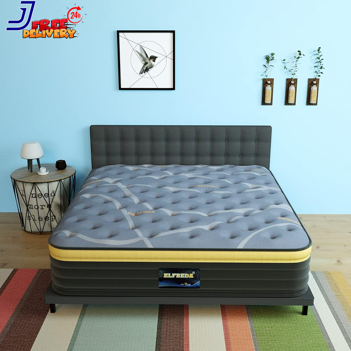Short Queen Mattress RV Mattress 12 Inch Pillow Top Pocket Spring Hybrid Mattres