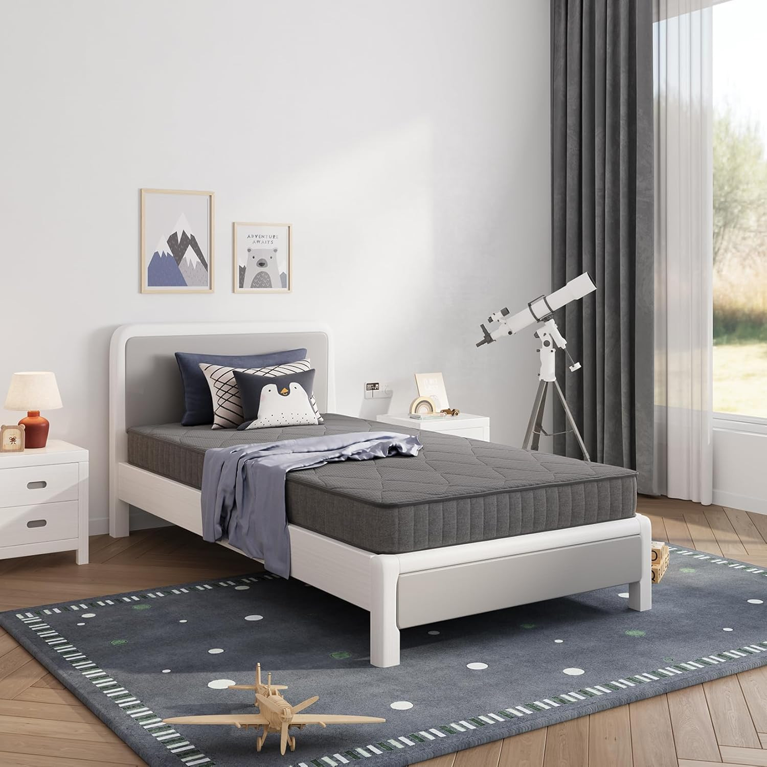 Twin Mattress, 6 Inch Twin Size Mattress in a Box for Kids, Medium Firm Hybrid M