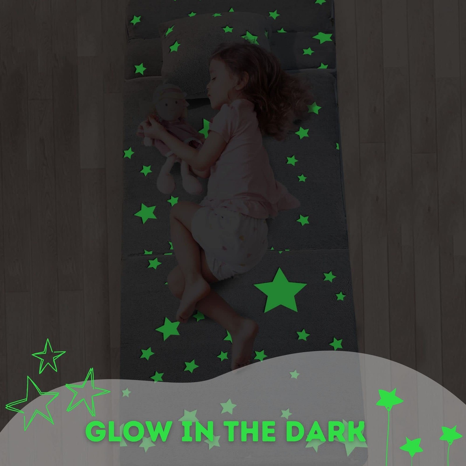 Kids Tri-Fold Sofa Bed – Glow Star Floor Mattress & Foldable Futon Chair Conv…
