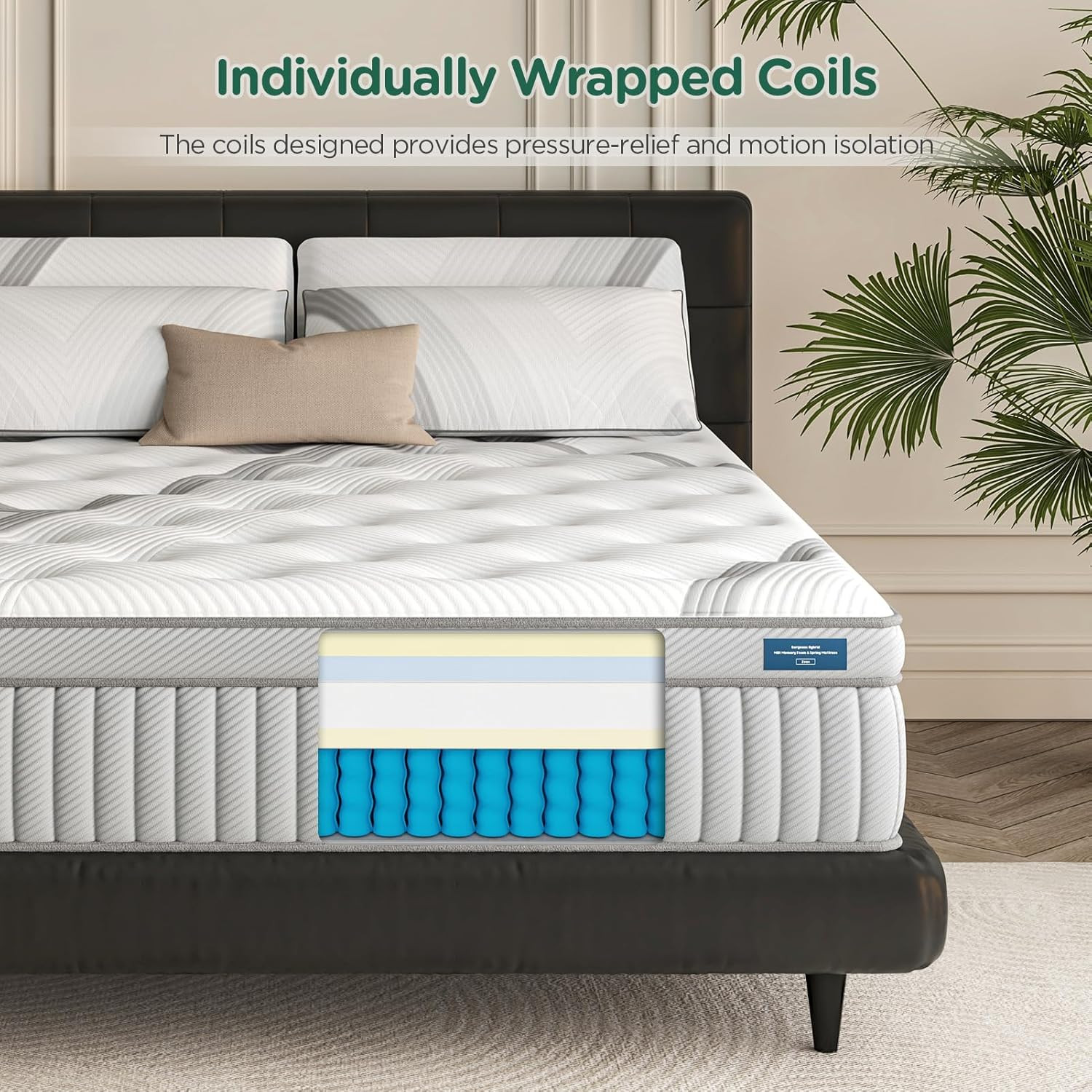 Lechpeus 14″ Medium Plush Hybrid Mattress – Comfort & Support for Better Sleep
