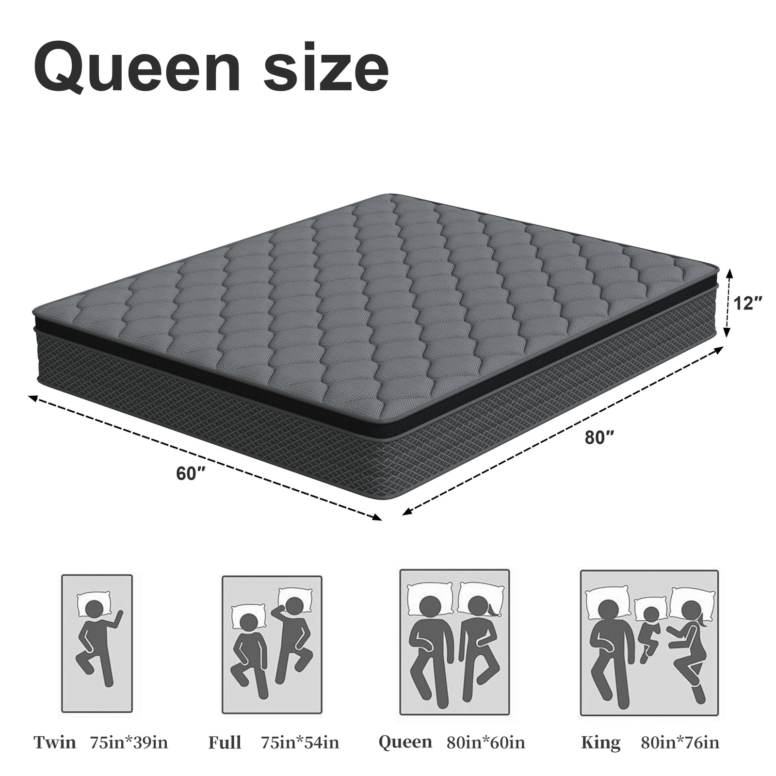 14 Inch Twin Hybrid Mattress in a Box Gel Memory Foam Pocket Spring Medium Firm
