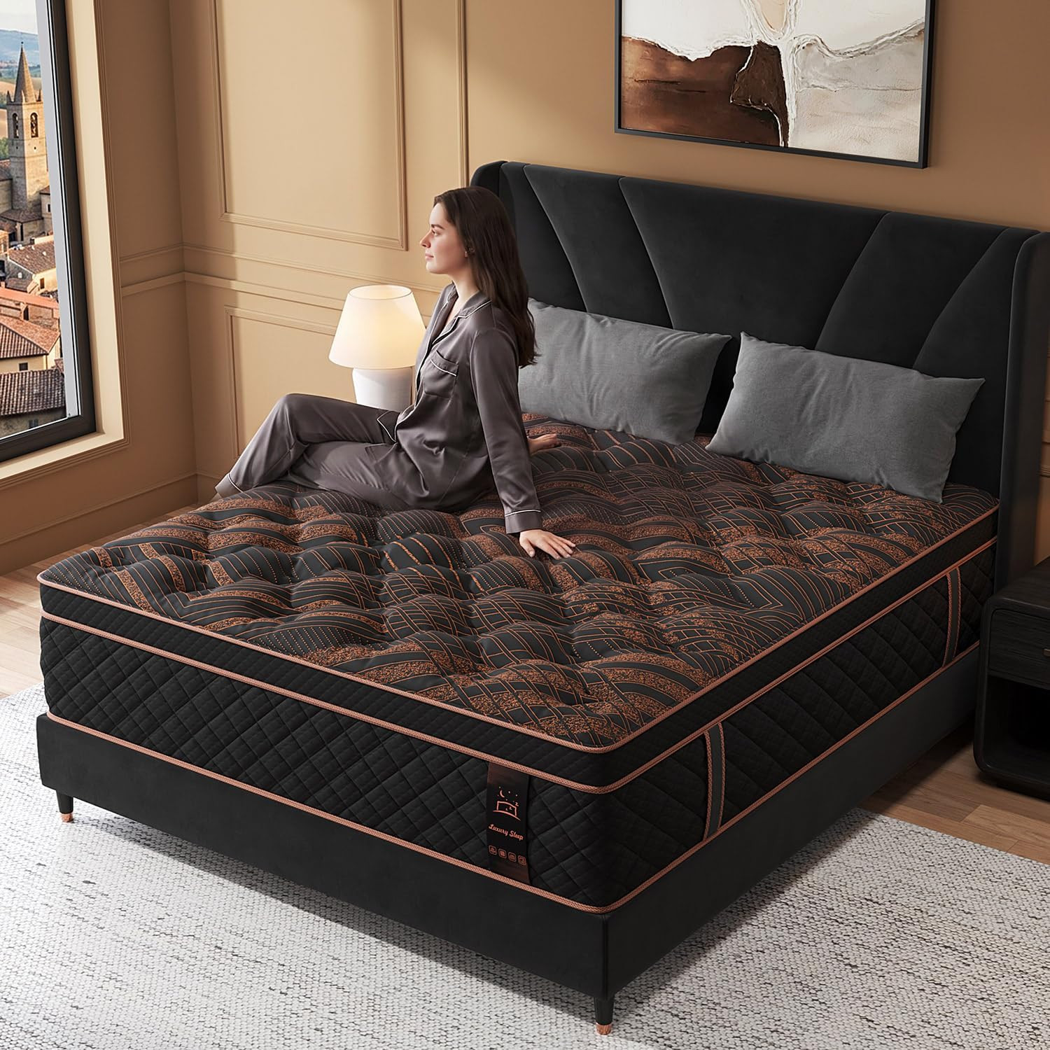 Queen Hybrid Mattress 12 Inch, Medium Firm Gel Memory Foam & Pocket Springs