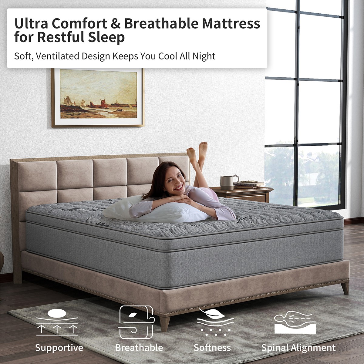 12″14″ Gel Memory Foam Hybrid Spring Mattress in a Box Twin Full Queen King Size