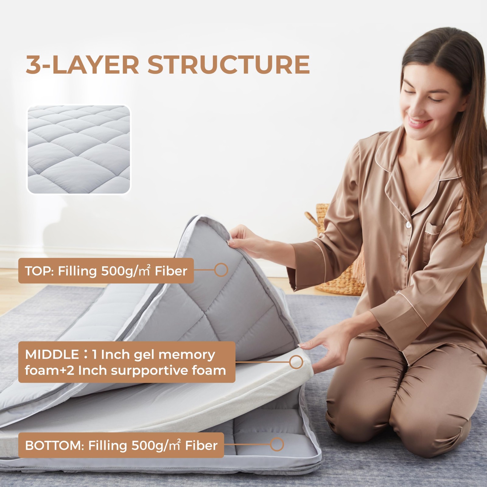 4Inch Cot Mattress Topper,Small Single Infused Memory Foam,Machine Washable P…