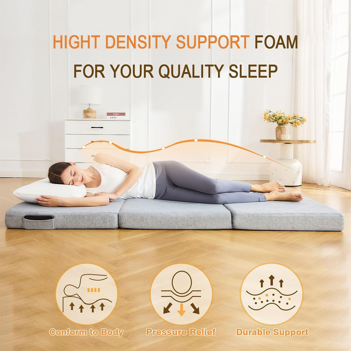 Trifold Mattress Full，6 Inch Folding Mattress Twin,Foldable Mattress,Tri Folding
